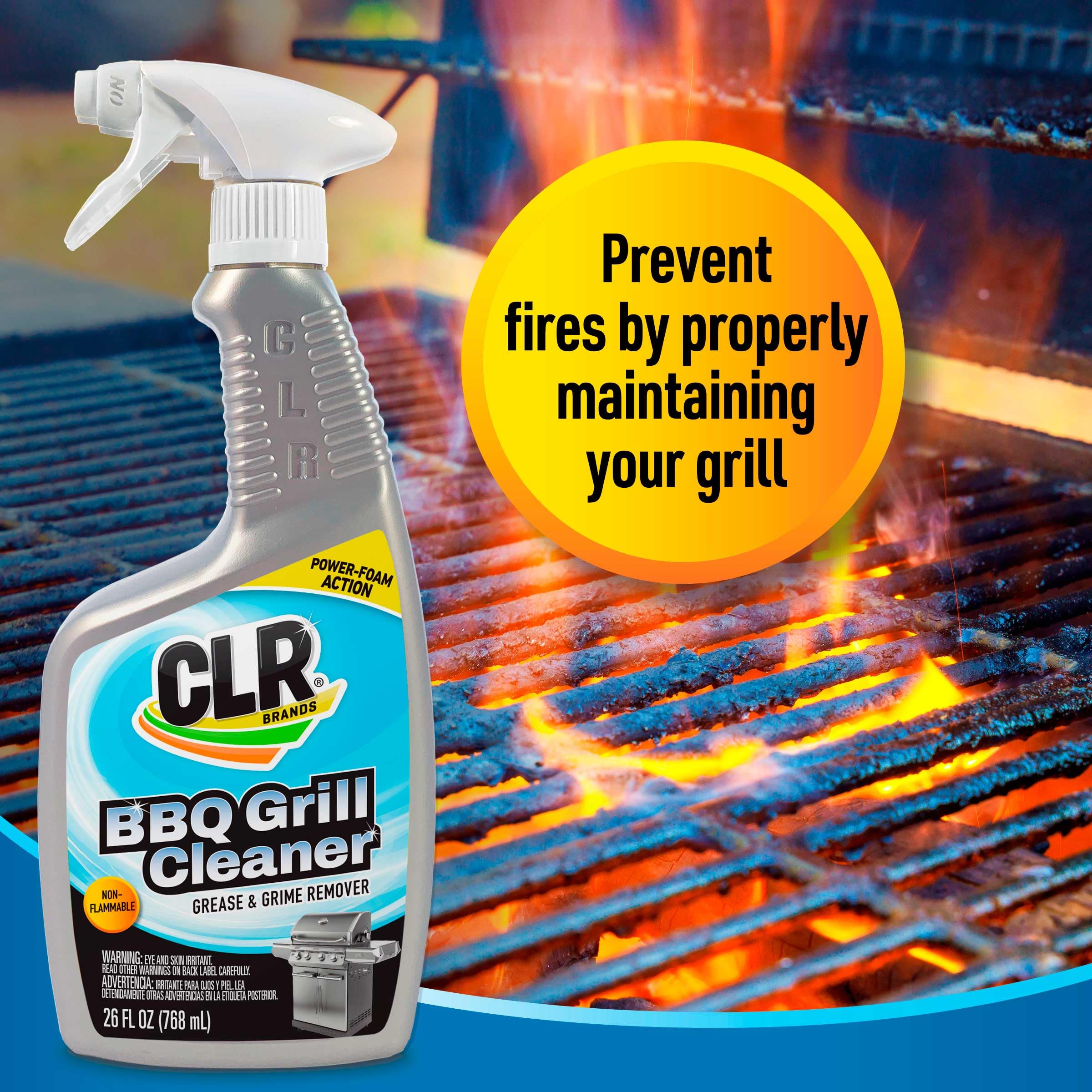 CLR Grill Cleaner & Degreaser Spray - 26 oz | Heavy-Duty BBQ Cleaner for Pellet & Electric Smokers | Removes Burnt Food, Grease & Grime from Grates & Racks | Perfect for Backyard BBQs, Camping & Outdoor Cooking