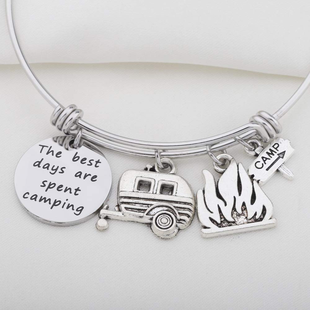 KUIYAI Happy Camping Bracelet - Best Camping Jewelry Gift for Women & Men | Perfect for Outdoor Adventures, Hiking Trips & Nature Lovers Accessories