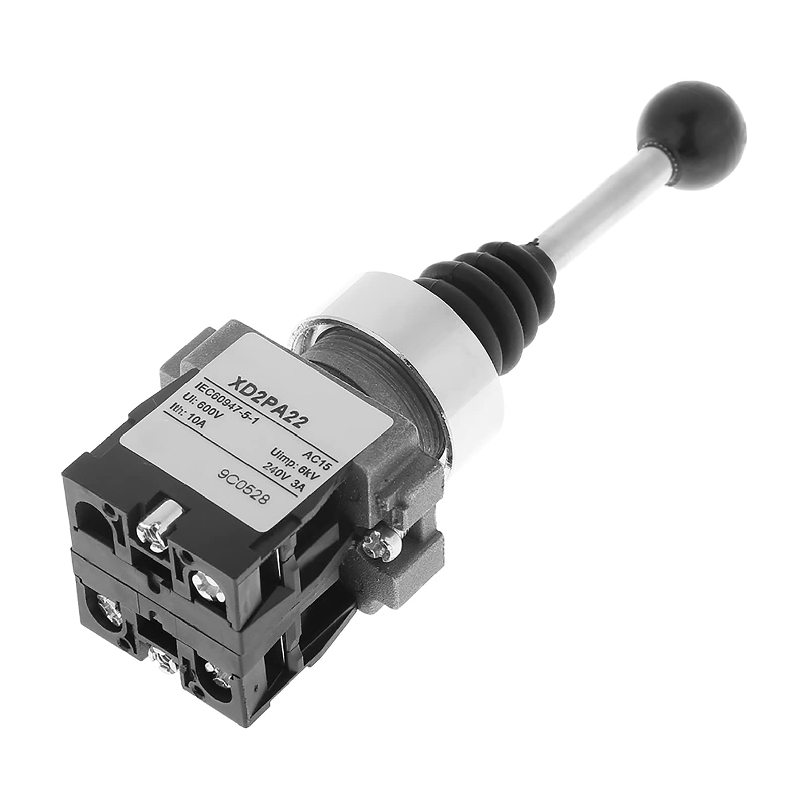 Luroze Waterproof Joystick Switch - Spring Return Switch XD2-PA22CR Model - Dustproof Electrical Circuit Switch for DC Circuits & Magnetic Starter Contactors - Ideal for Industrial Control Panels, Machinery & Heavy Equipment