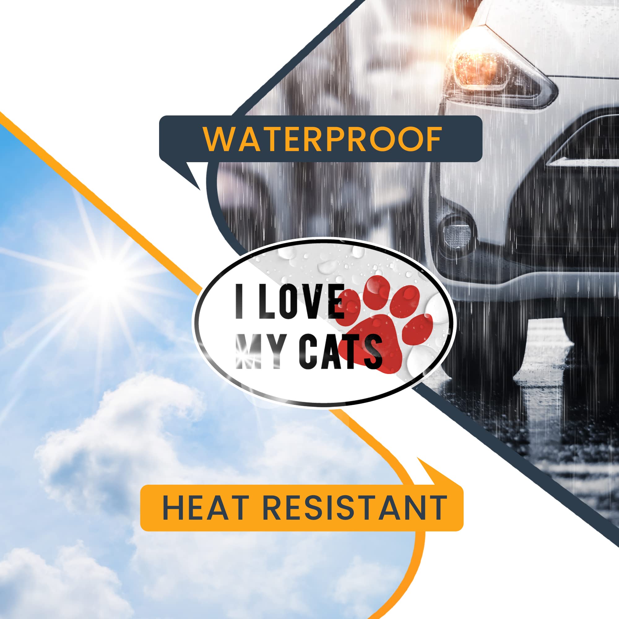 I Love My Cats Black and White Oval Car Magnet with Red Paw Print - 4x6 Inch Heavy Duty Automotive Magnet for Car, Truck, SUV - Perfect for Pet Lovers & Vehicle Decoration