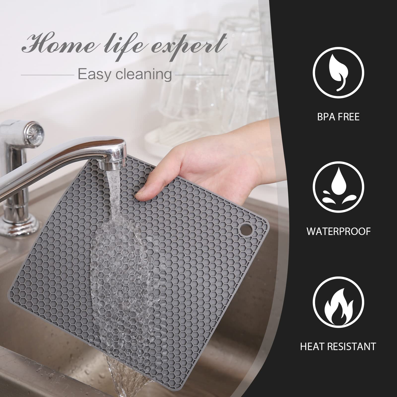 Heat Resistant Silicone Trivets for Hot Pots & Pans - Non-Slip Kitchen Pot Holders, Countertop Hot Pads & Heat Mats for Stovetop, Oven & Dining Table - Perfect for Cooking, Baking & Serving Hot Dishes Safely