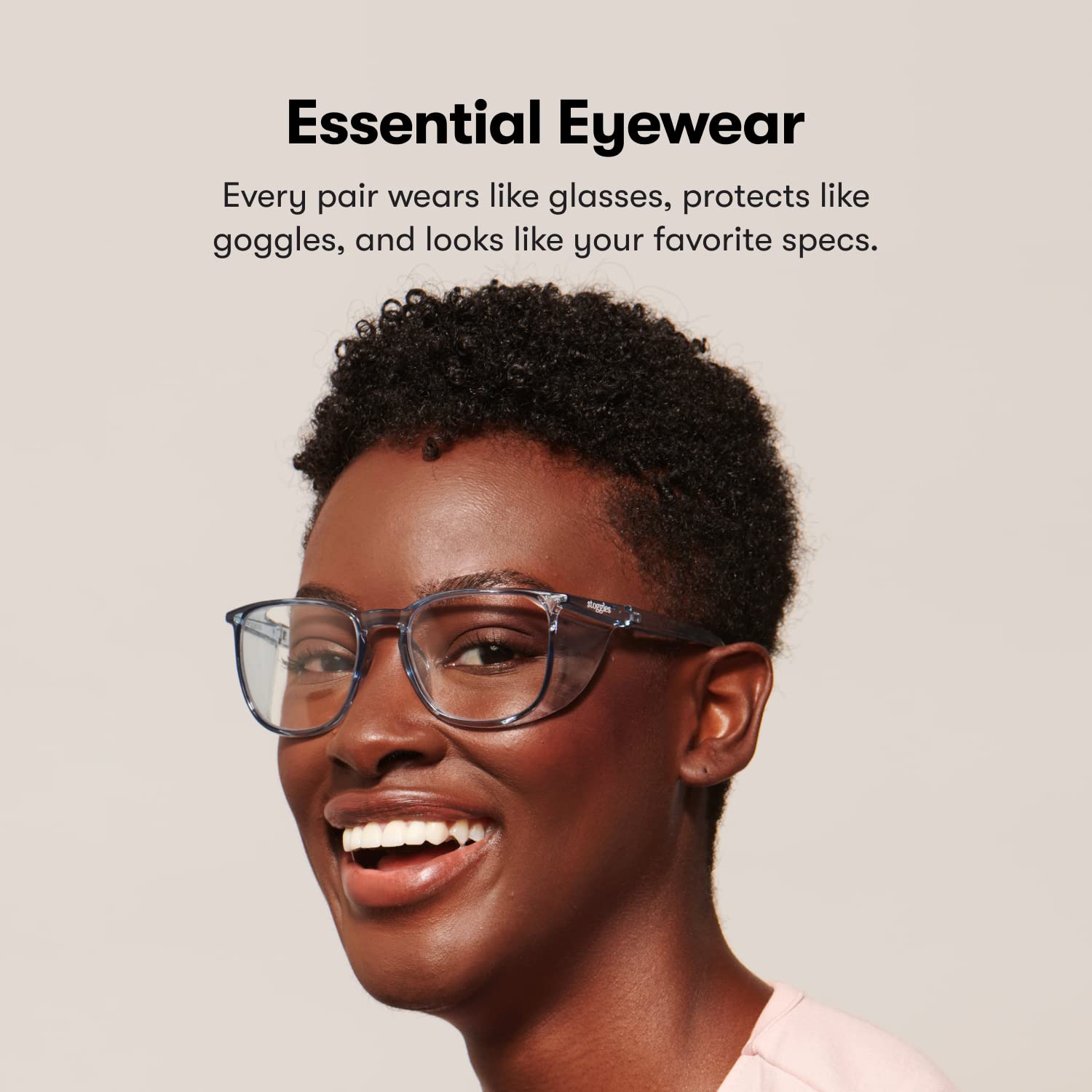 Stoggles Square Z87.1 Certified Safety Glasses - Polycarbonate Lens with Blue Light & UV Protection, Anti-Fog Coating, Scratch & Shatterproof - Protective Eyewear for Work, DIY Projects & Outdoor Activities