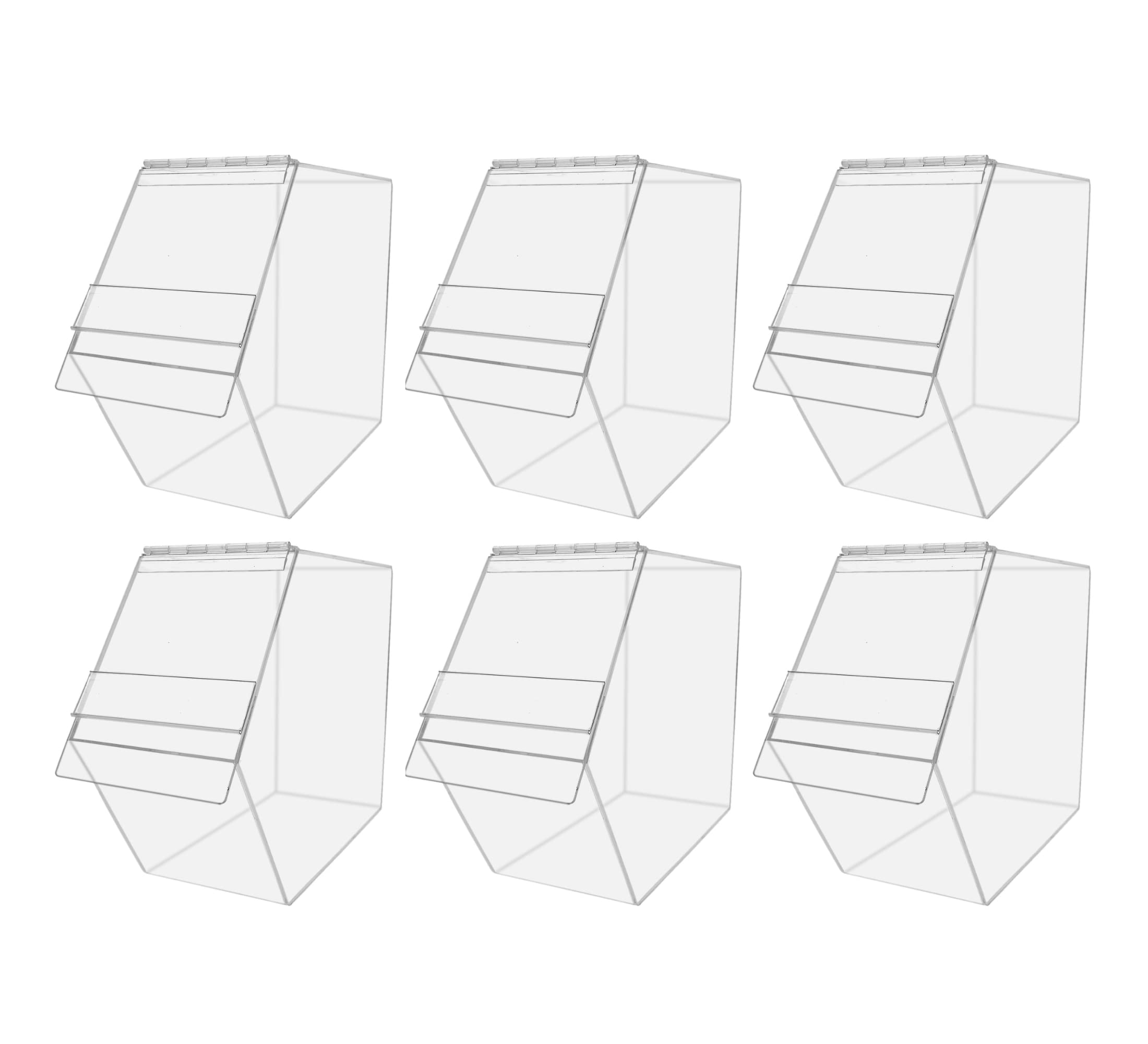 6-Pack Clear Acrylic Bread Box with Hinged Lid - 6