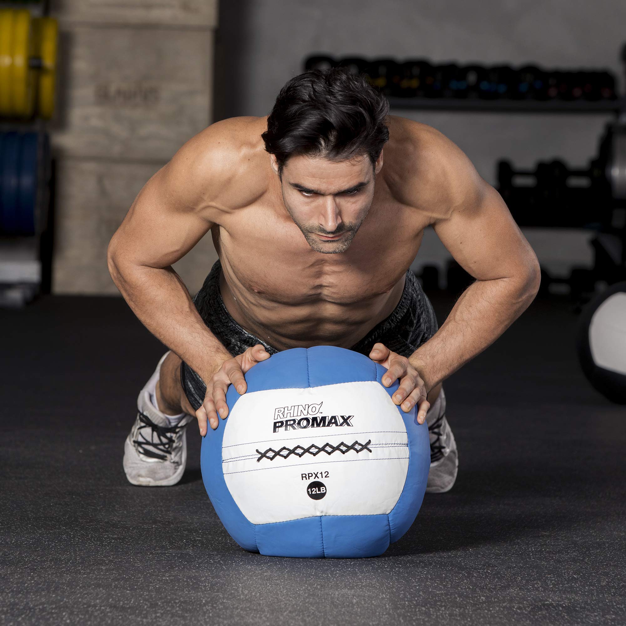 Champion Sports Rhino ProMax Slam Balls - 10 lb Soft Shell Medicine Ball with Non-Slip Grip for Weightlifting, CrossFit, Plyometrics & Home Gym Workouts - Perfect for Strength Training, HIIT & Functional Fitness Exercises