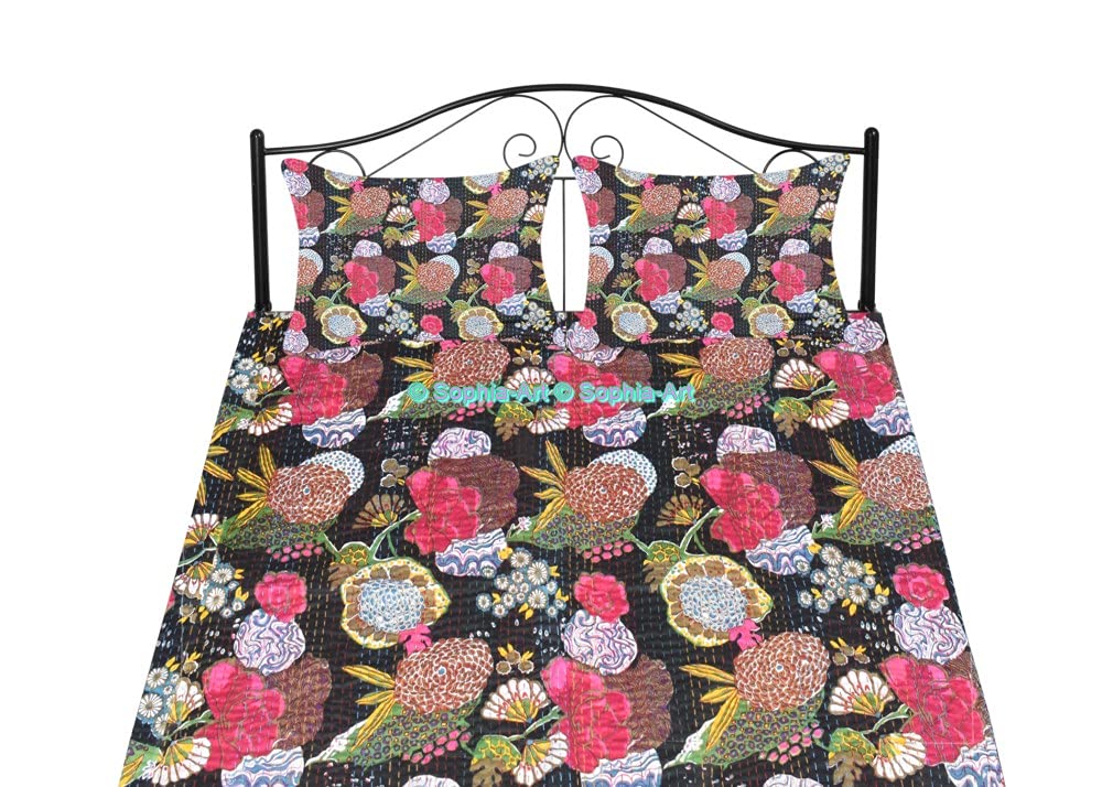 Sophia-Art Reversible Indian Kantha Quilt - Twin/King Size 108