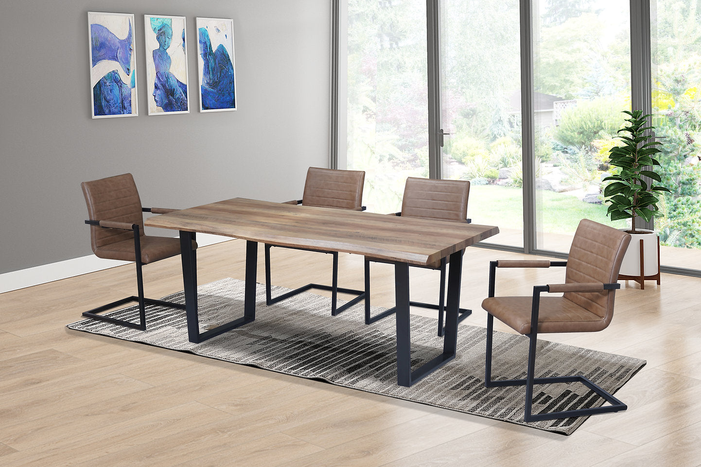 2 Pack Caramel Upholstered Dining Chairs with Black Metal Legs - Modern Kitchen & Dining Room Furniture for Home, Restaurant, Cafe