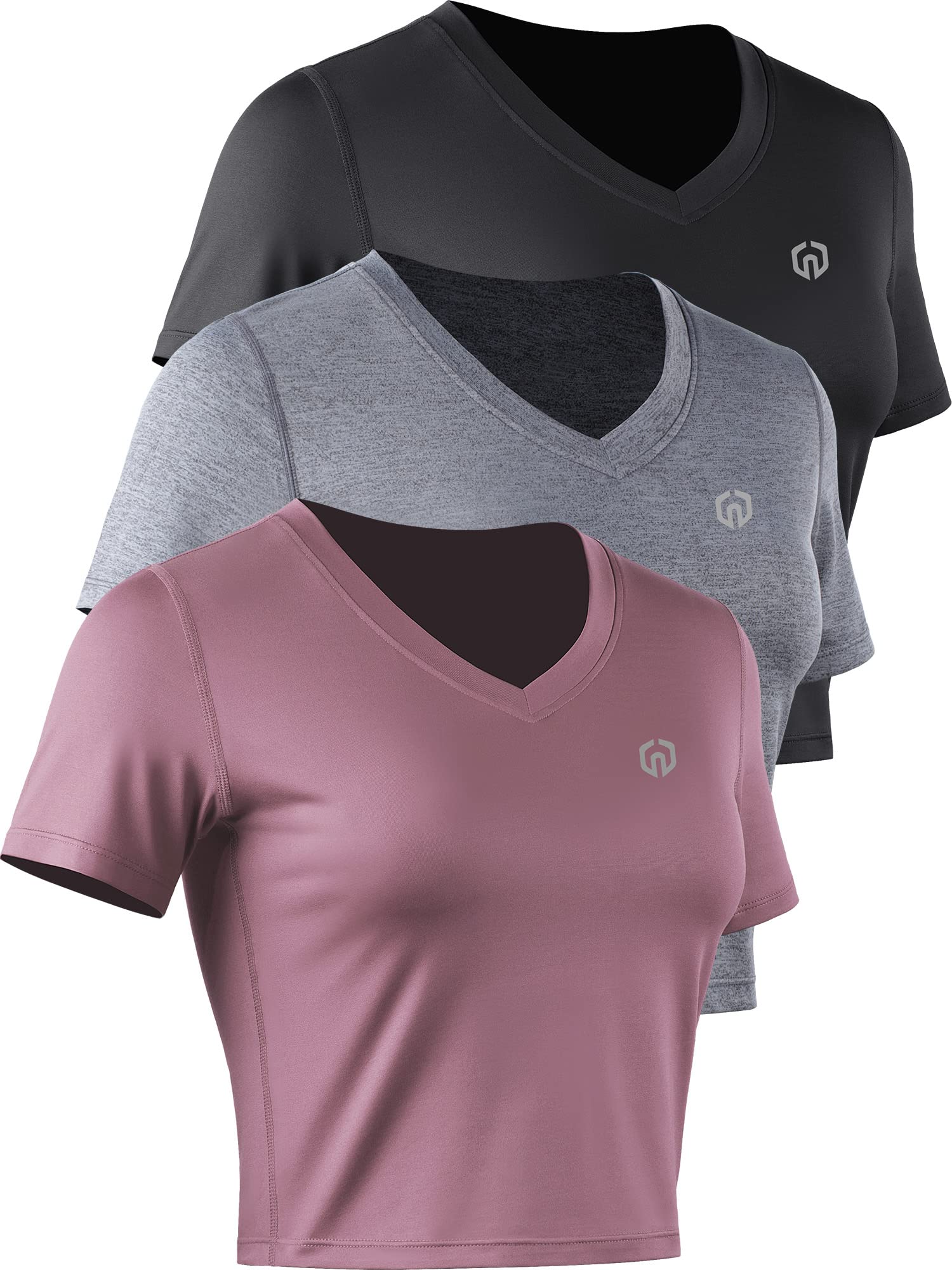 Women's 3 Pack Running Shirts - Breathable Workout Crop Tops for Yoga, Gym & Athletic Training | Moisture-Wicking Activewear for Women