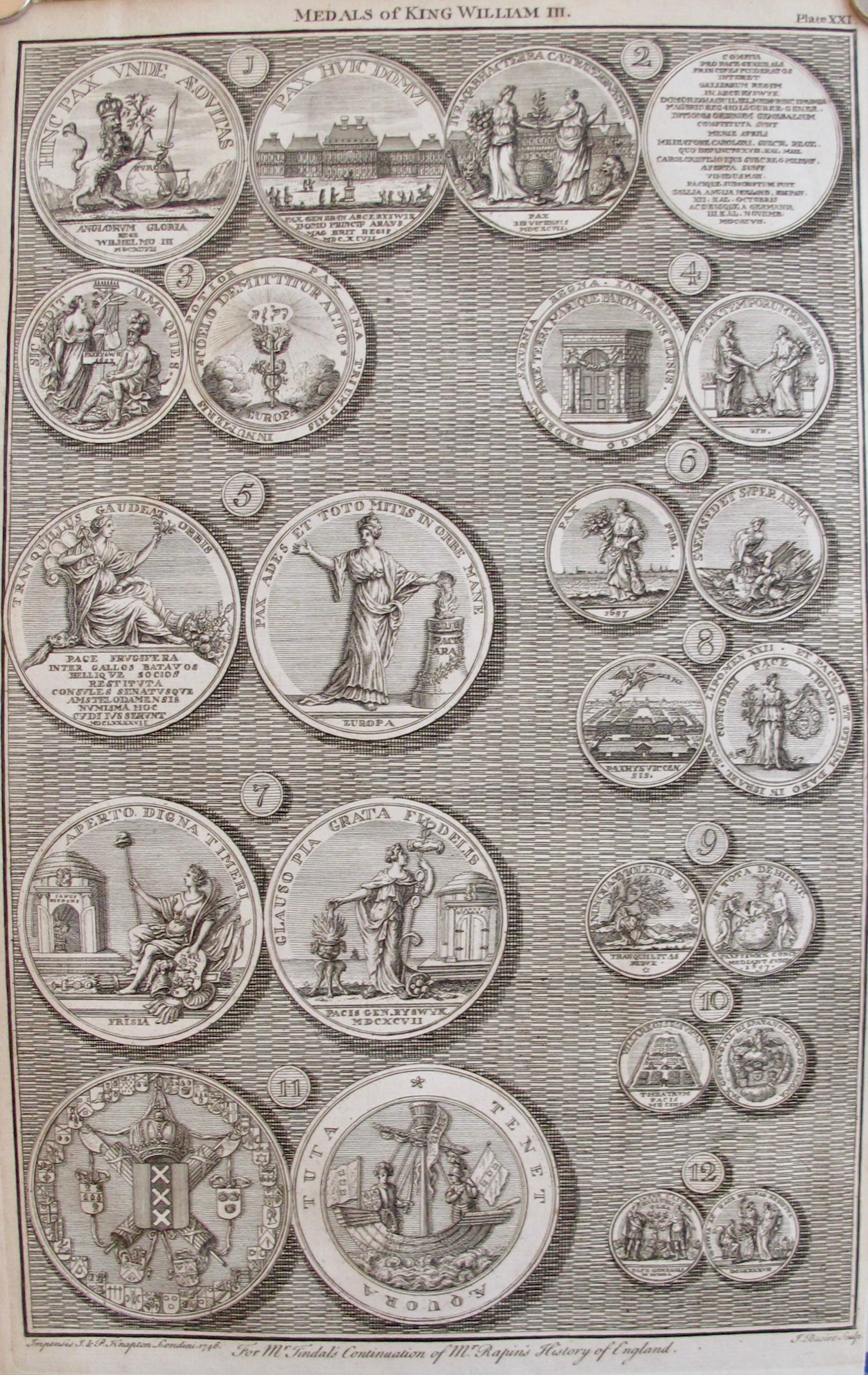 1745 Sheet of British Regal Medals of King William III, 2-Piece Collectible Set - Perfect for Coin Collectors, History Enthusiasts & Display Cases