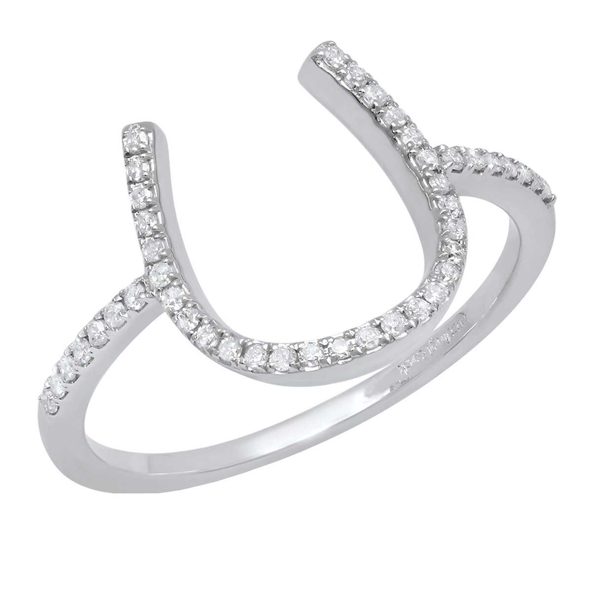 Dazzlingrock Collection 0.15 Carat 10K Solid Gold Round White Diamond Women's Horseshoe Engagement Ring - Perfect for Proposals, Anniversaries & Bridal Jewelry Gifts
