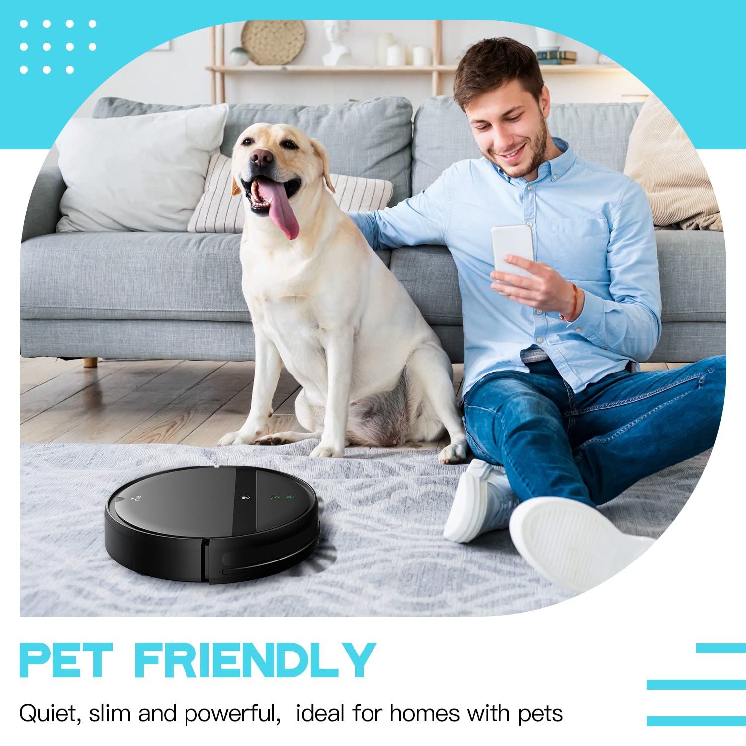Smart Robot Vacuum and Mop Combo with WiFi/Alexa/App Control - Ultra-Slim Quiet Robotic Vacuum Cleaner for Pet Hair, Carpets & Hard Floors - Tangle-Free, Auto Recharge - Perfect for Home Cleaning with Pets and Multi-Surface Flooring