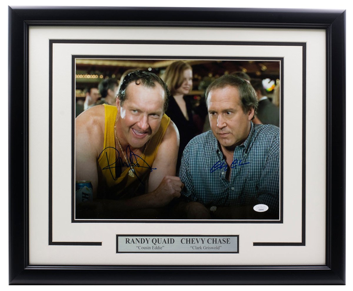 Authentic Chevy Chase & Randy Quaid Signed 11x14 Framed Photo - Vegas Vacation Movie Memorabilia with JSA Certificate - Perfect for Movie Fans, Collectors & Home Theater Decor