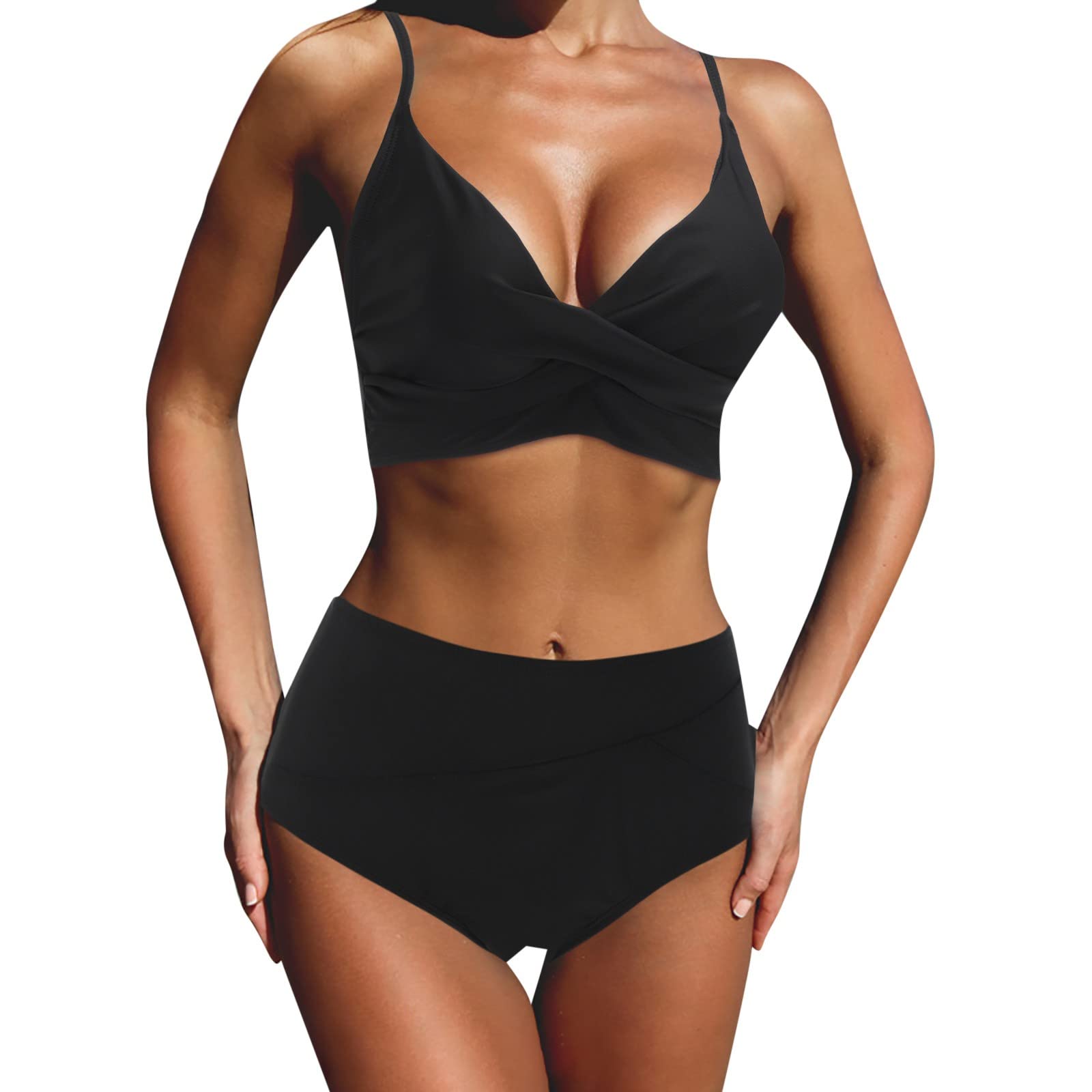 Sexy High Waist Bikini Set - Red Cross Back Swimwear for Women | Beach & Pool Party