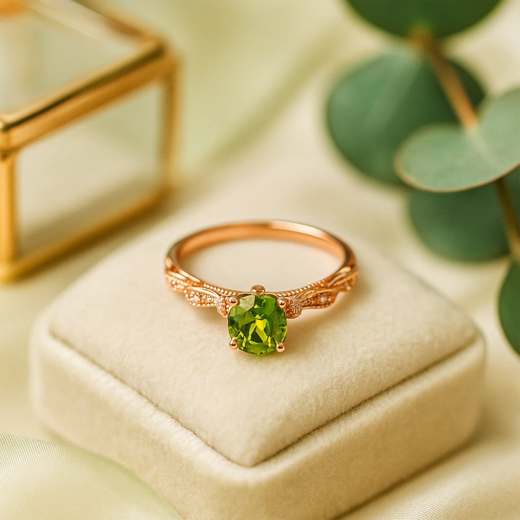AG Collective Olive Dusk Ring - Dainty Gold Plated Stackable Ring for Women, Minimalist Jewelry Gift for Her - Perfect for Everyday Wear, Date Nights & Special Occasions