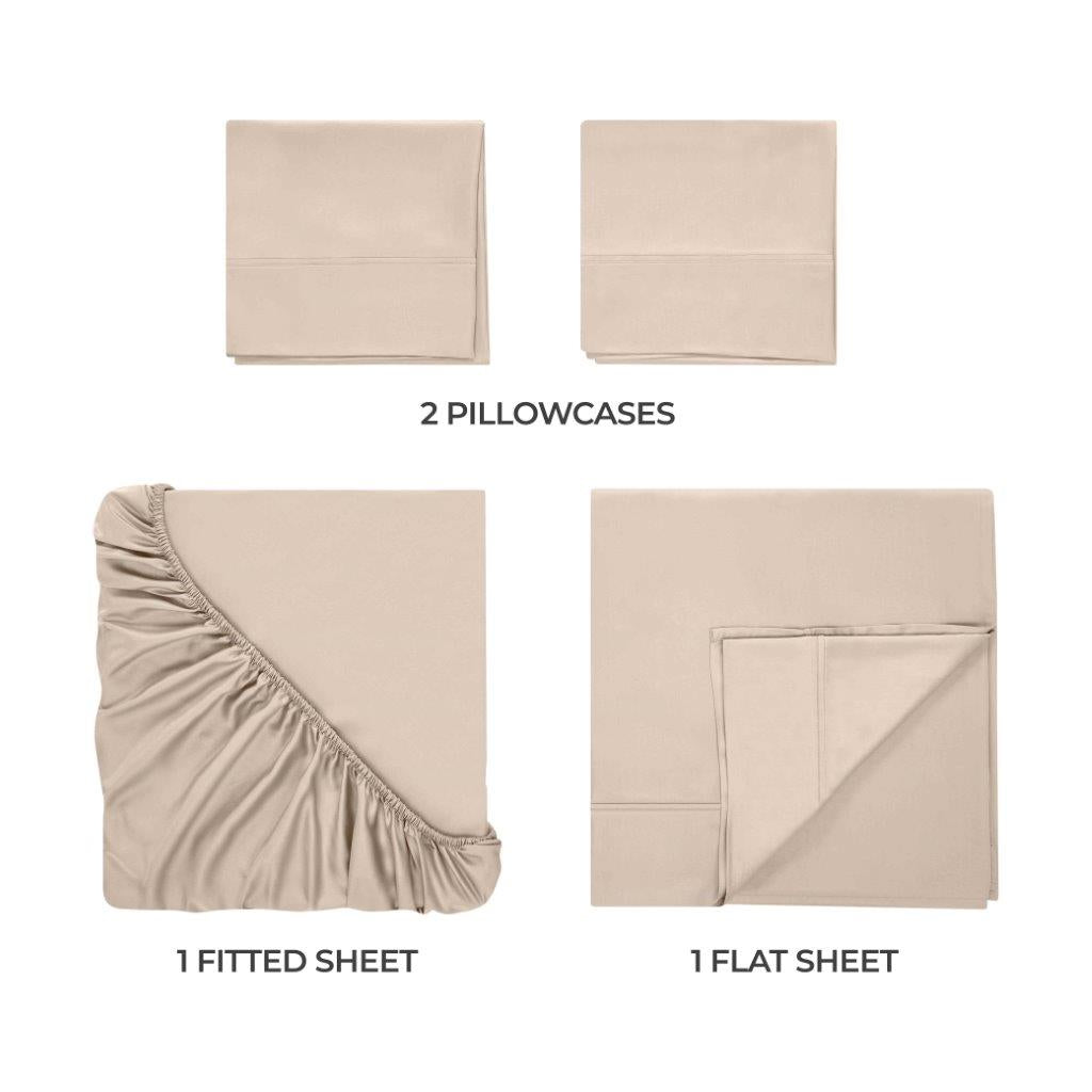 400 Thread Count Modal Beechwood Bed Sheet Set - Ultra Soft, Breathable & Deep Pocket Fitted - Perfect for Luxury Bedding & Comfortable Sleep