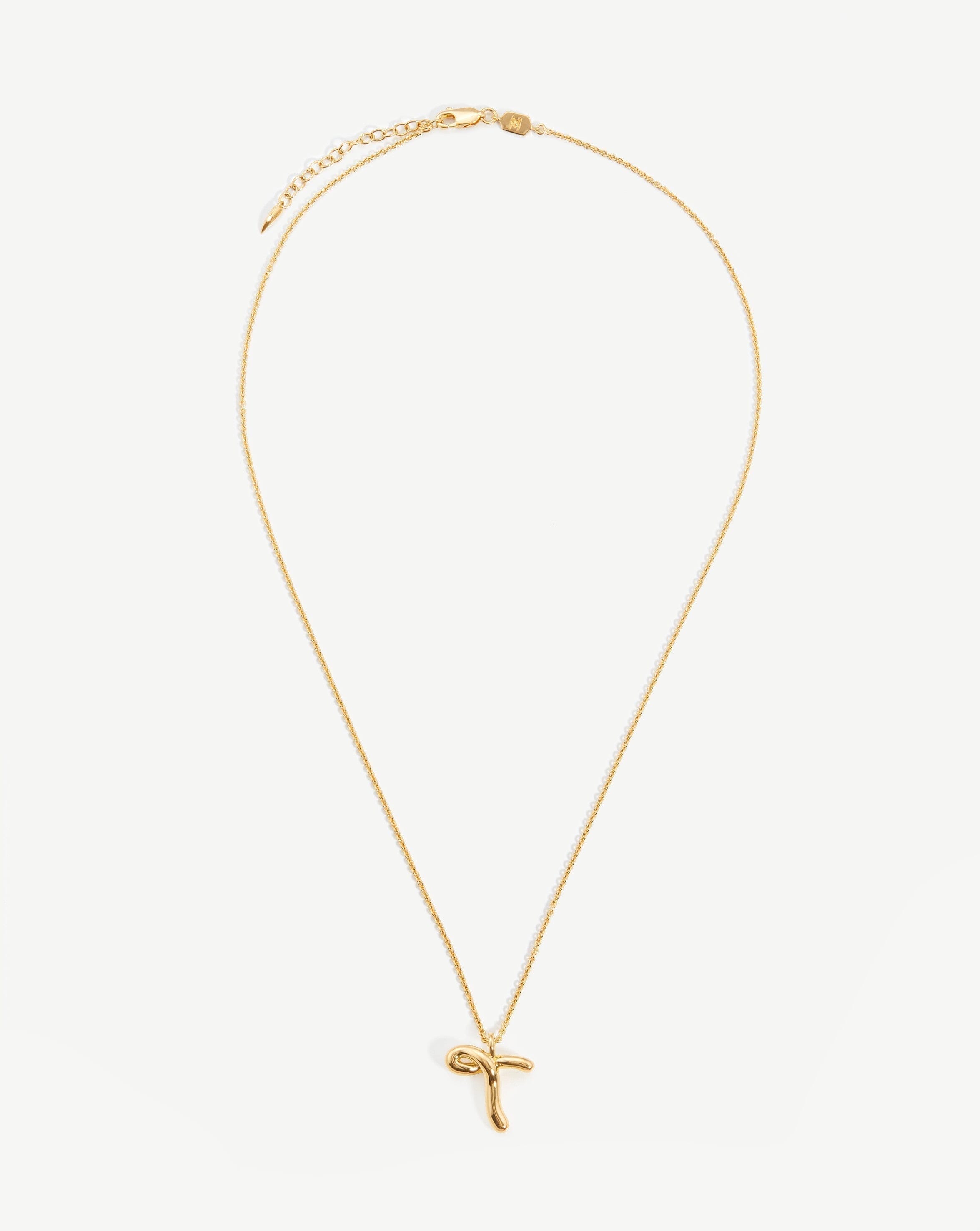 Curly Molten Initial Pendant Necklace - Personalized 18k Gold Vermeil Jewelry for Women | Gift for Her, Birthday, Anniversary, Valentine's Day