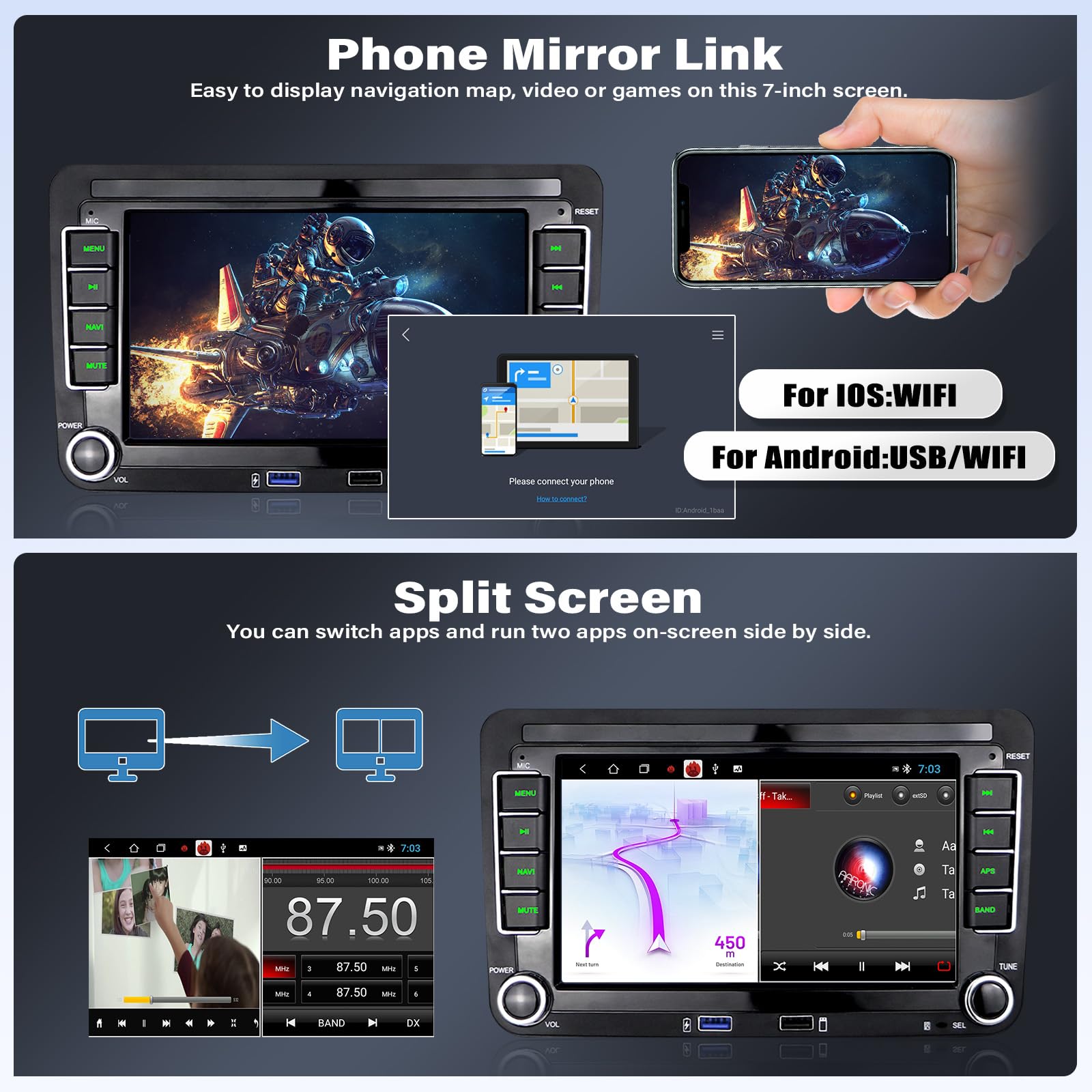 2G+32G Android Car Stereo with Wireless CarPlay & Android Auto - 7