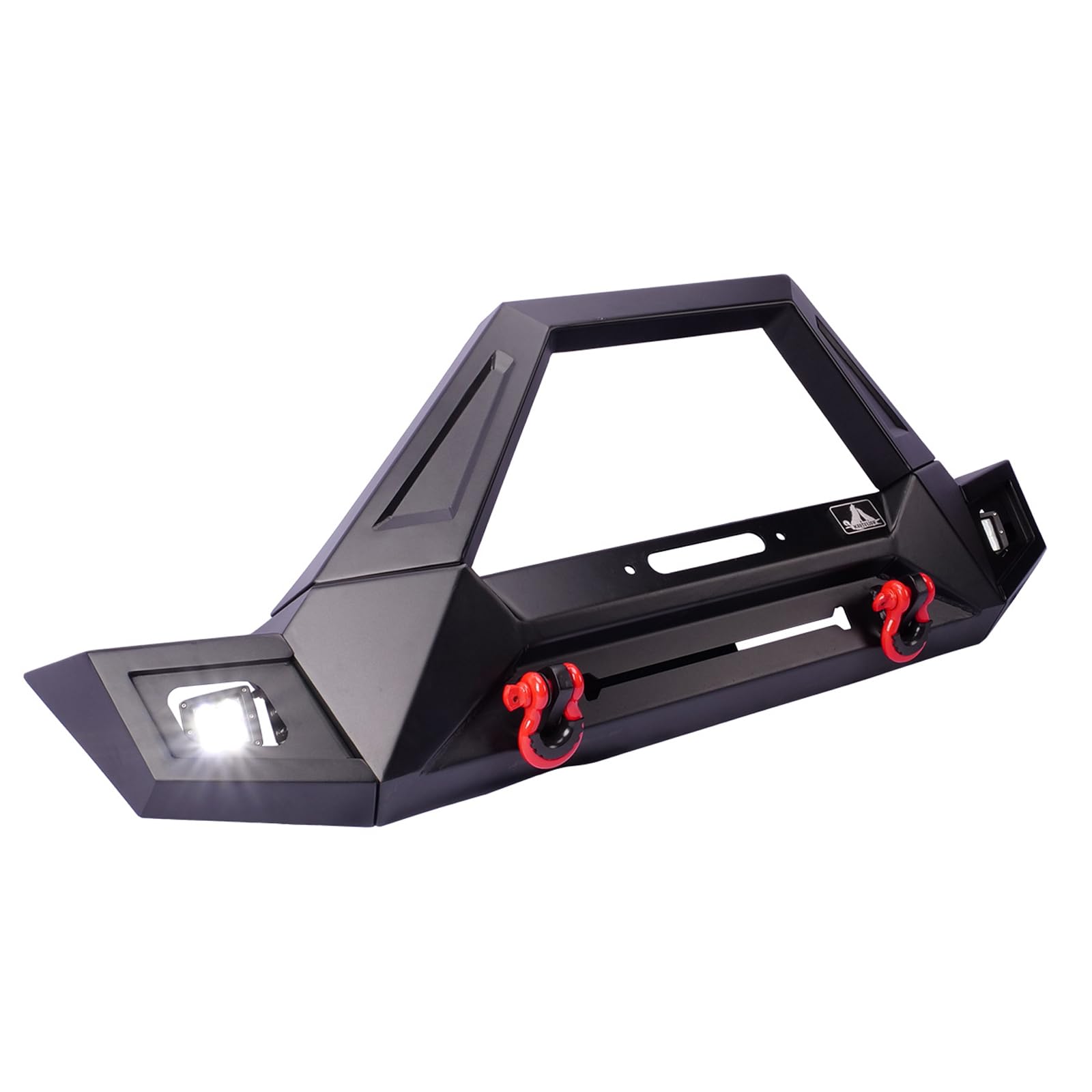 Hawkley Rock Crawler Full Width Front Bumper with LED Lights, D-Rings & Winch Plate - Compatible with Jeep Wrangler JK (2007-2018), JL (2018-2025) & Gladiator JT (2020-2025) - Heavy Duty Off-Road Protection for Trail Riding & Rock Crawling