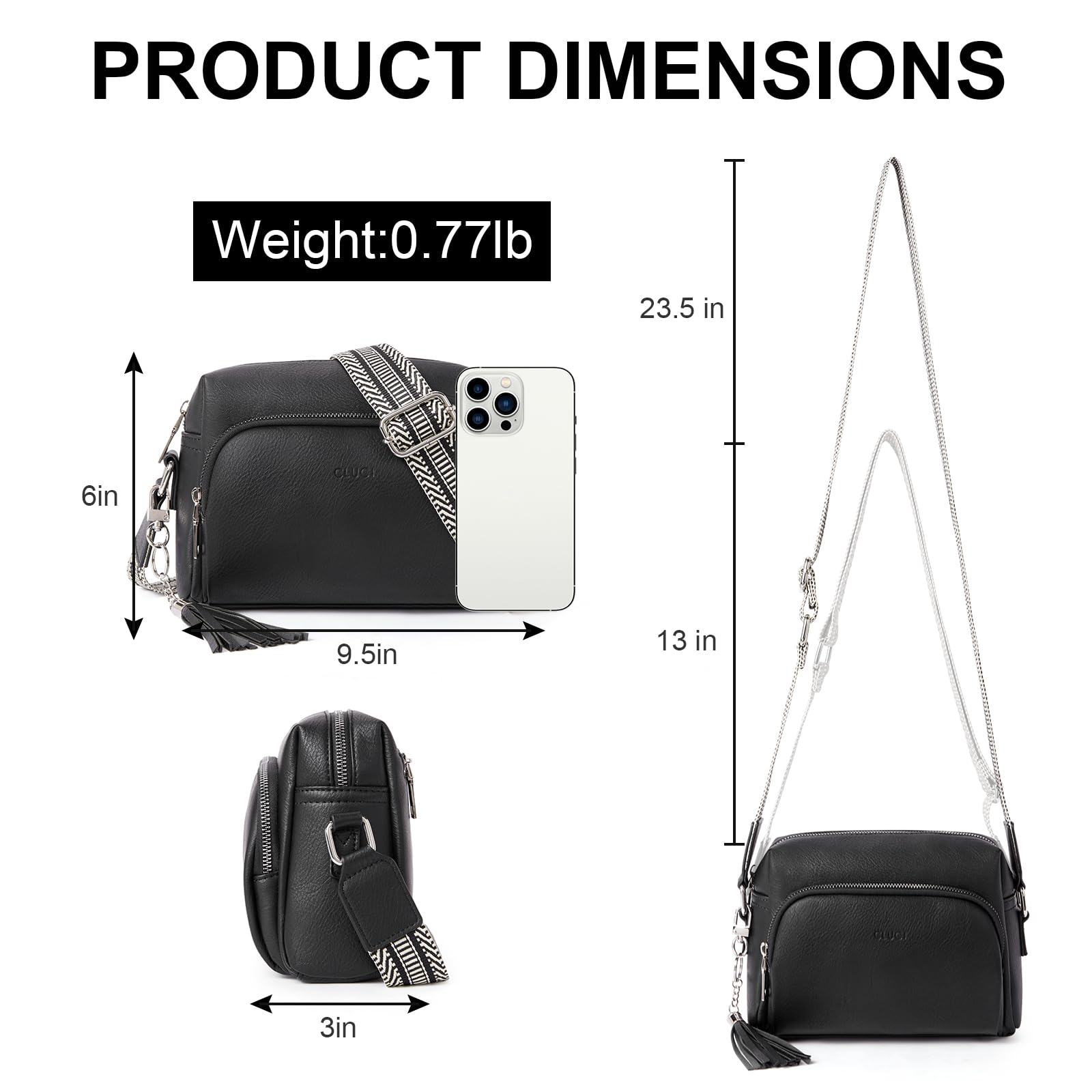 CLUCI Vegan Leather Crossbody Bags for Women - Adjustable Wide Strap Shoulder Handbag Purse | Perfect for Work, Travel & Everyday Use
