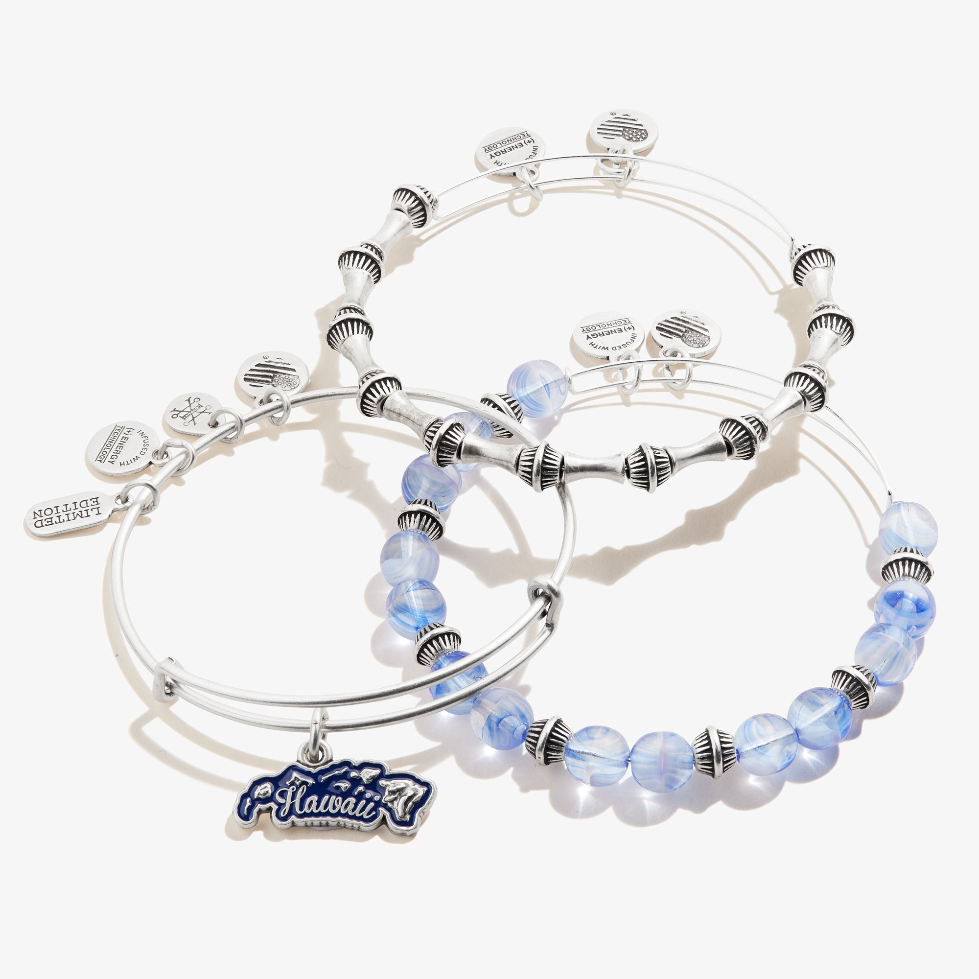 Hawaiian Island Charm Bangles Set of 3 - Tropical Beach Jewelry for Women, Perfect for Vacation, Summer Parties & Boho Style Outfits
