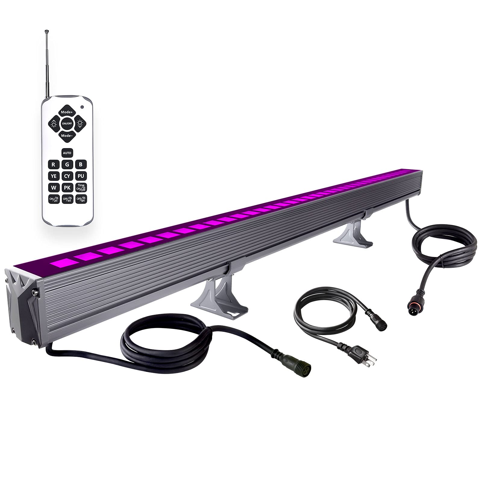Upgraded 3.2ft/40 Linkable 108W RGBW Wall Washer LED Lights with RF Remote & Switch Control - 120V, Dimmable, 10x60° Beam Angle, 11 Lighting Modes & Timer Function - Perfect for Home Theater, Stage Lighting, and Architectural Accent Lighting