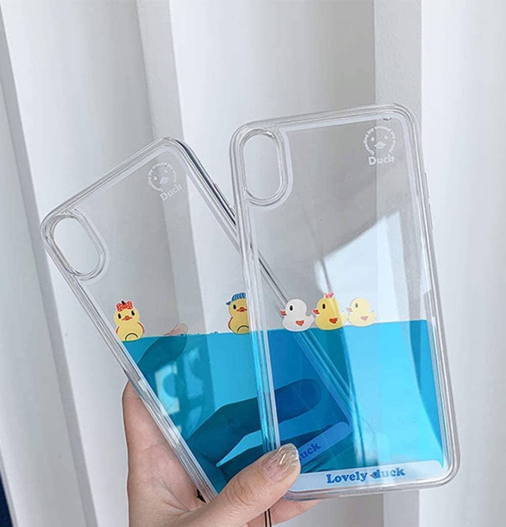 **SGVAHY iPhone 12 Pro Max Case - 3D Dynamic Blue Liquid Floating Ducks & Pirate Ship Design, Soft Silicone Bumper with Quicksand Hard Back Cover - Perfect for Daily Use, Travel, and Gifts**