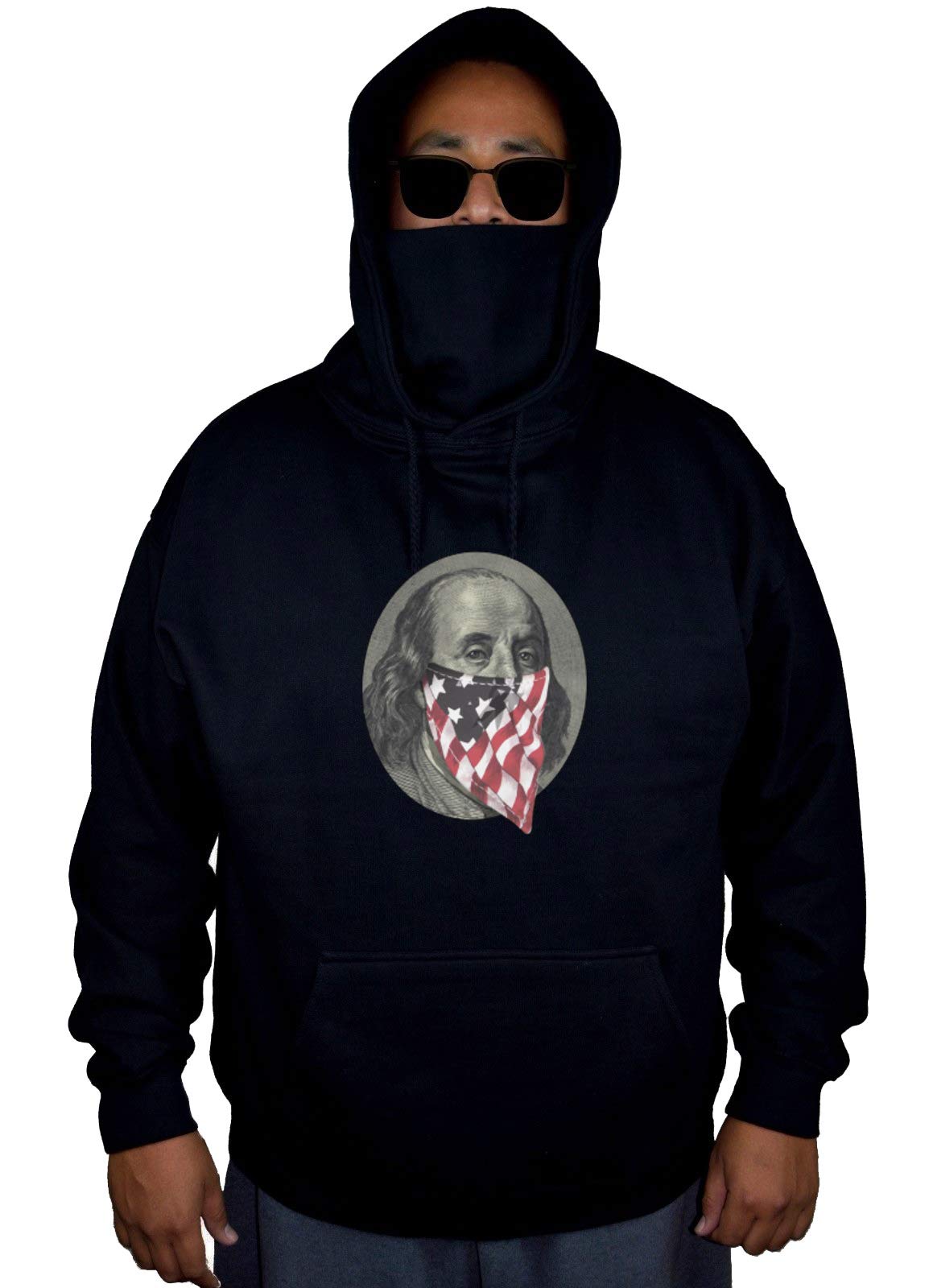 Men's USA Flag Hoodie - Bandana Black Mask for Outdoor & Casual Wear