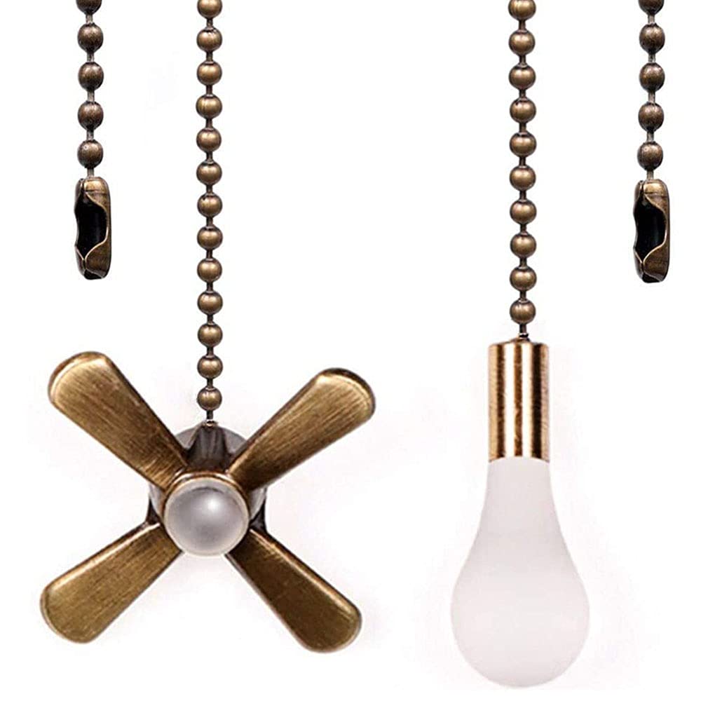 Decorative Ceiling Fan Pull Chain Extension - 13.6 Inches Fan Pull Cord for Light & Fan Control - 2 Pack Bronze Finish - Perfect for Bedroom, Living Room & Office Lighting Fixtures
