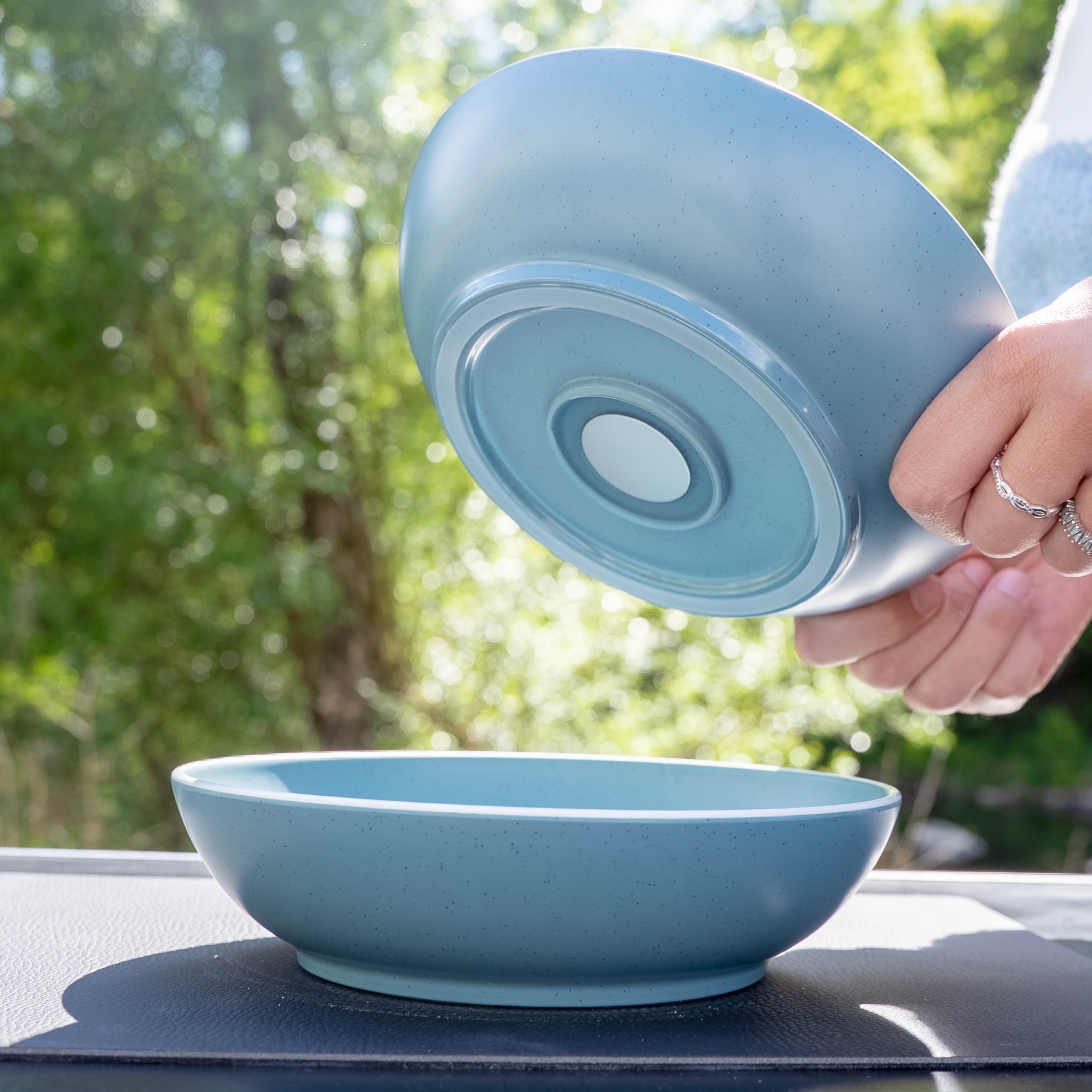 Premium Plastic Food Bowls with Magnet Base - DOLOMIT BLUE, 20cm for Refrigerator Storage & Kitchen Organization