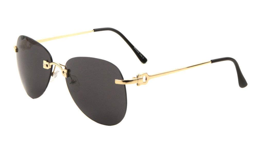 Bronson Rimless Wire Aviator Luxury Sunglasses for Men & Women - Polarized UV Protection - Classic Retro Style for Driving, Travel & Outdoor Activities