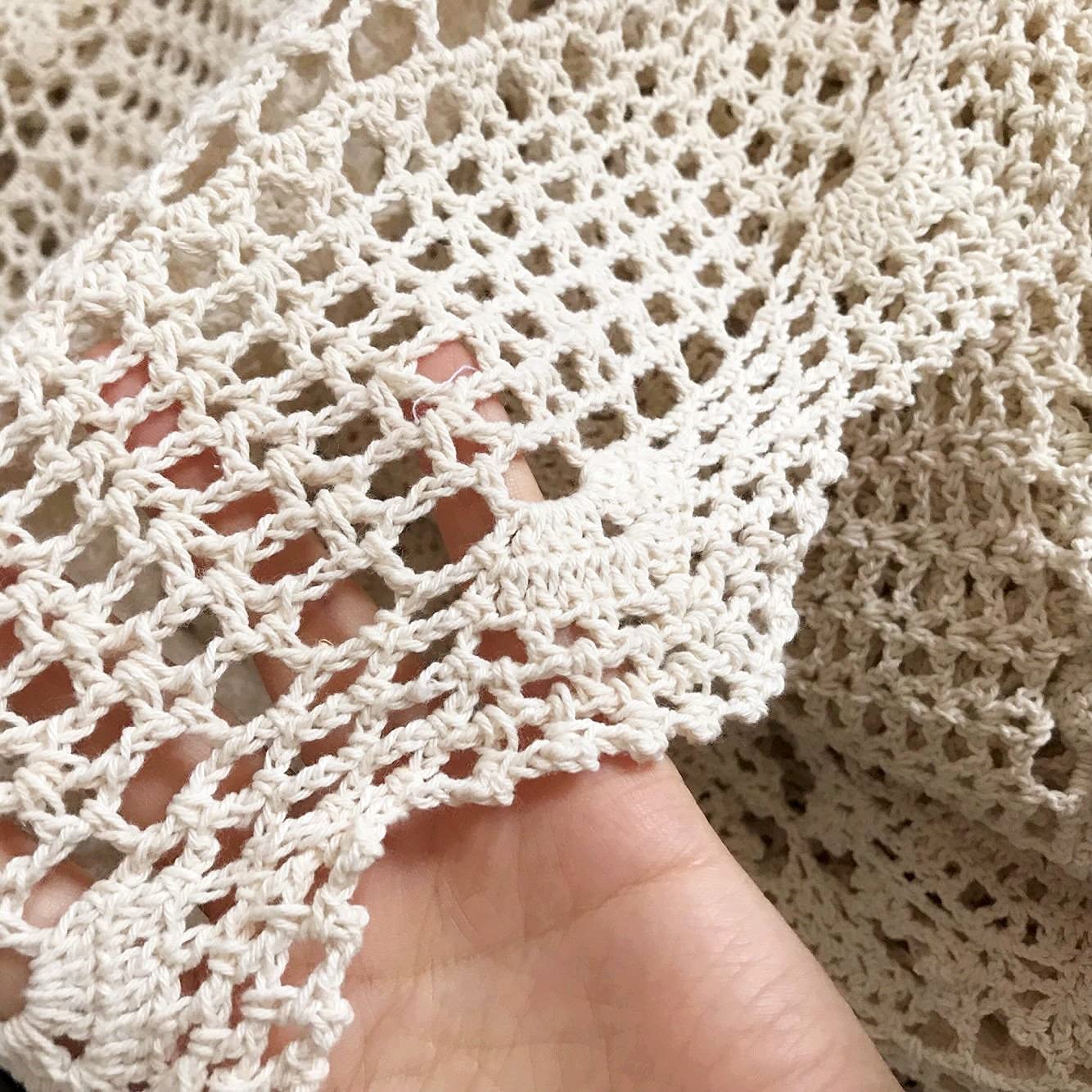 USTIDE 63-inch Round Crochet Lace Tablecloth Beige - Elegant Handmade Dining Table Cover for Kitchen, Living Room & Wedding Decor - Perfect for Formal Dinners, Tea Parties & Home Decor