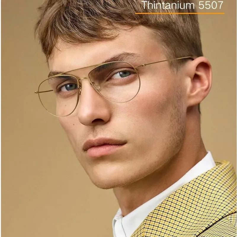 Aimee Unisex Full Rim Oval Double Bridge Titanium Eyeglasses 5507 - Lightweight Durable Frame for Men & Women - Perfect for Reading, Work & Fashion Accessories