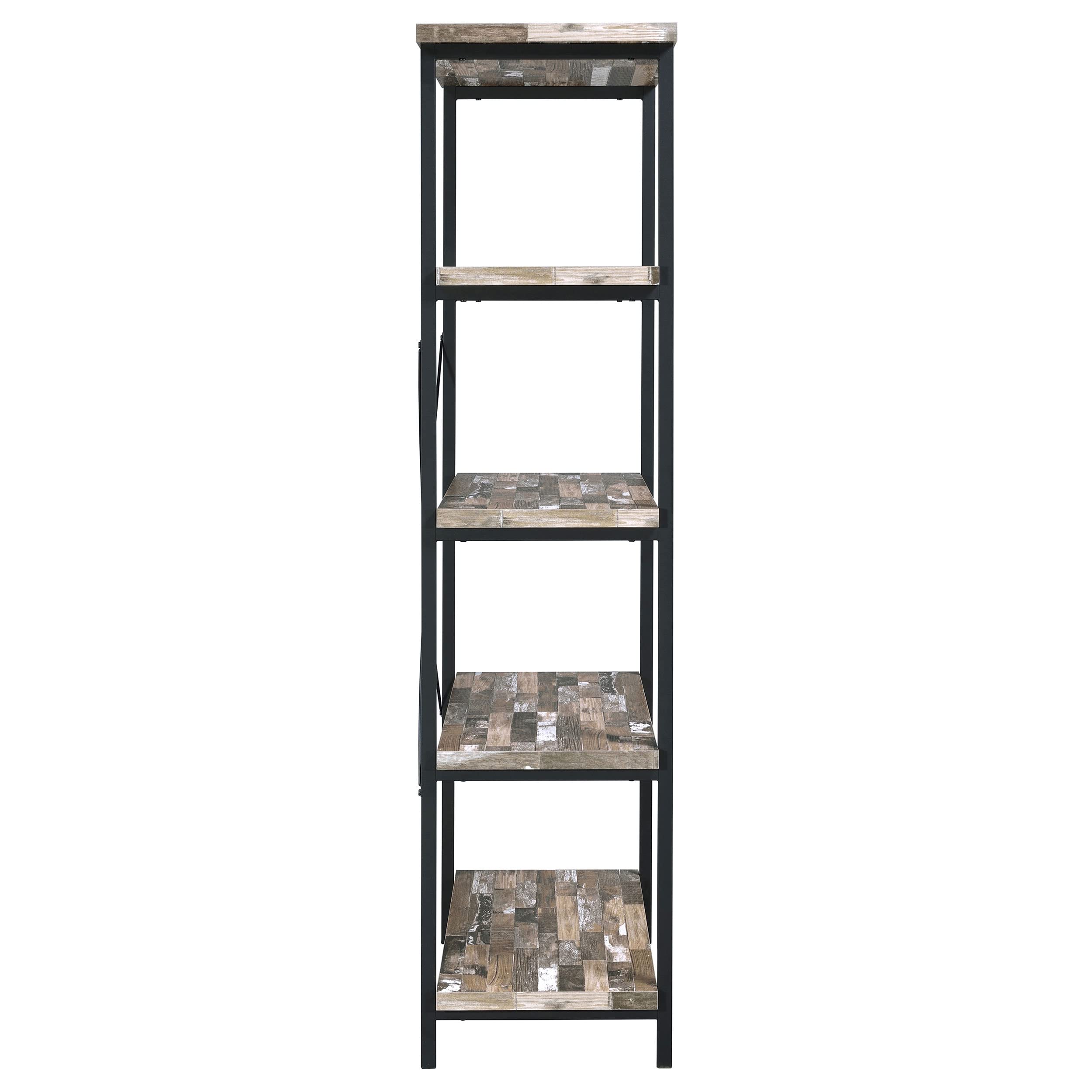 Coaster Furniture 801552 Salvaged Cabin & Black Bookcase - Perfect for Living Room, Office, or Study Room Storage
