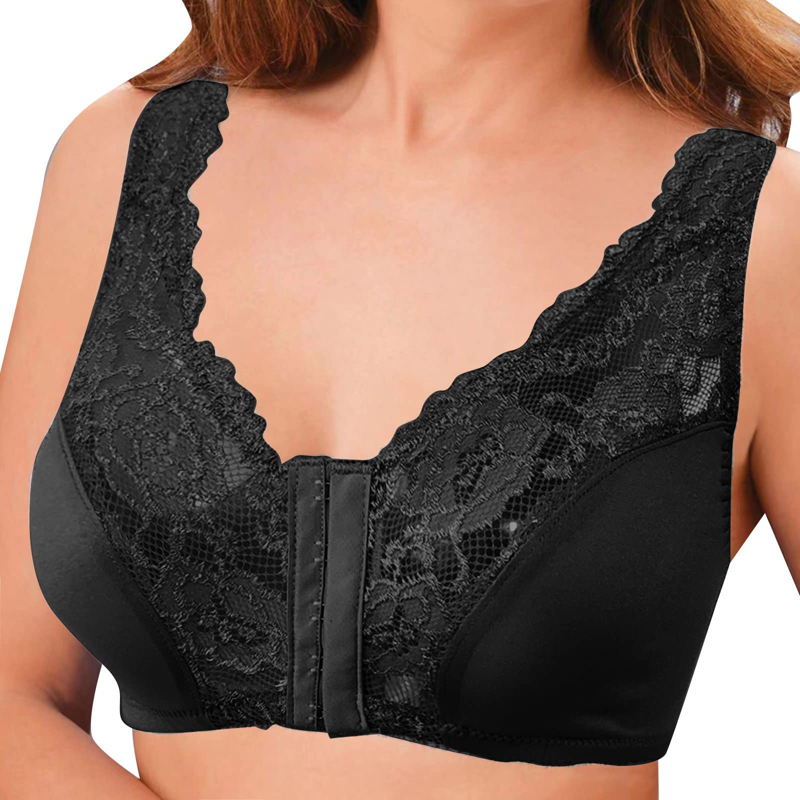 Plus Size Wireless Sports Bra for Women - Full Cup Thin Lace Underwear with Front Button, Comfortable Breast Cover & Large Size Vest Bras - Perfect for Yoga, Gym & Everyday Wear