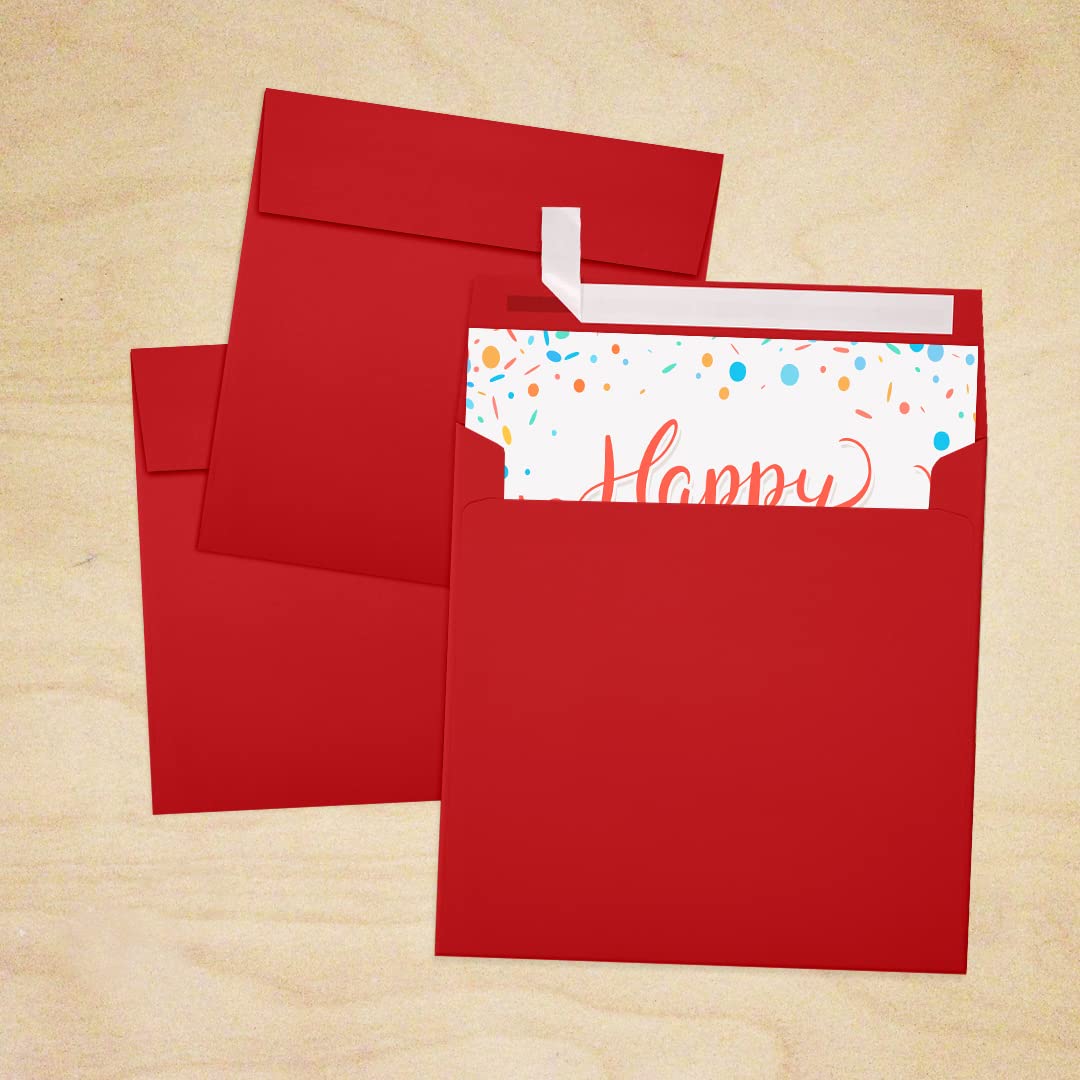 LUXPaper Premium Square Invitation Envelopes 5x5 Inches - Ruby Red, 80lb Text Weight, 1000 Count - Self-Seal Peel & Press Closure for Wedding Invitations, Greeting Cards, Party Favors & Business Correspondence