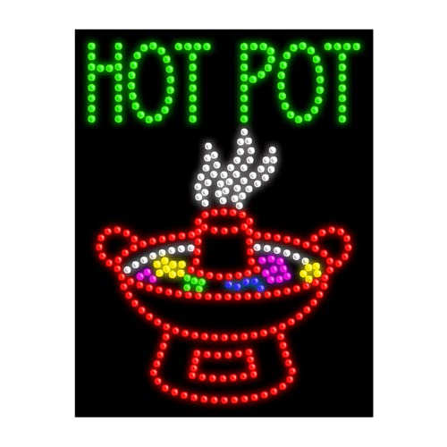 Hot Pot LED Dots Sign #21251 - Energy Efficient Restaurant Decor Light for Chinese Hot Pot Shop, Bar & Home Kitchen