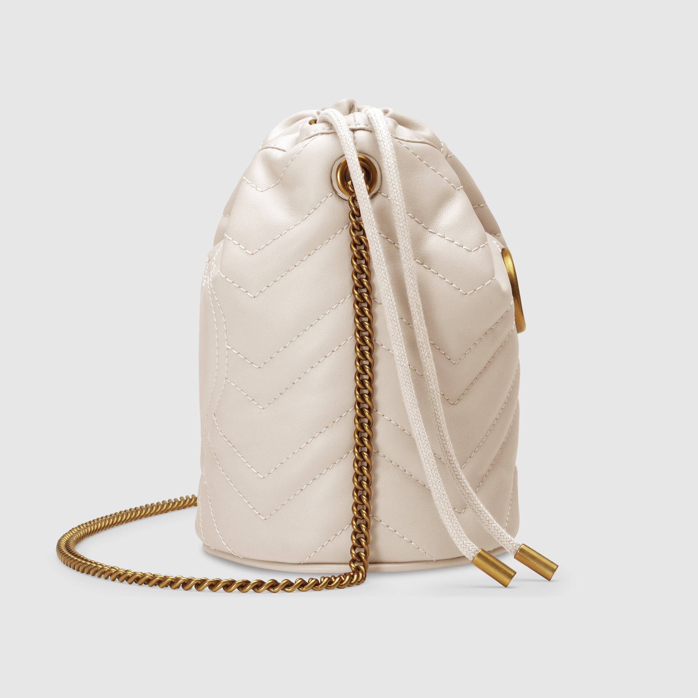 Gucci GG Marmont Mini Bucket Bag in White | Luxury Crossbody Handbag for Women | Perfect for Date Night & Evening Events
