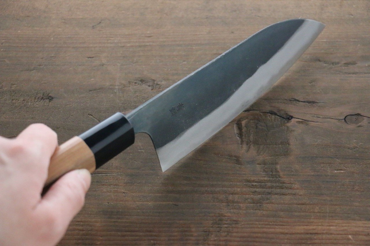 Premium Nao Yamamoto Blue Steel No.2 Kurouchi Santoku Knife 150mm - Japanese Chef Knife for Precise Slicing, Dicing & Chopping - Perfect for Home Cooks & Professional Kitchens