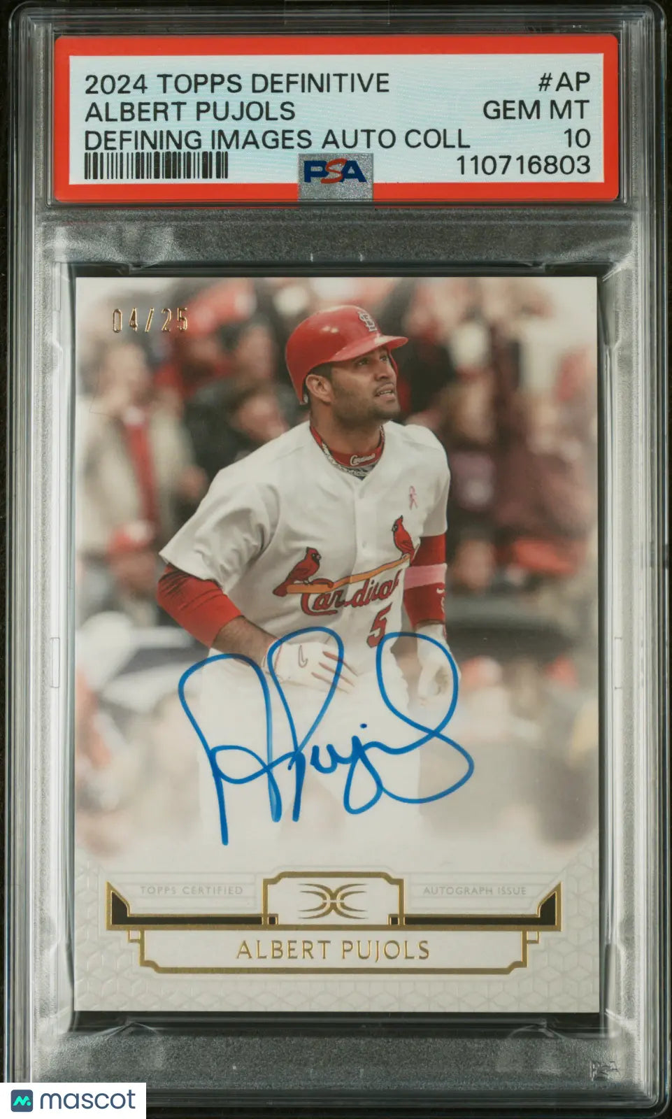 2024 Topps Definitive Baseball Defining Images Albert Pujols Autograph PSA 10 Gem Mint #/25 - Rare Collectible for Baseball Fans & Card Investors | Perfect for Display, Trading, and Memorabilia Collections