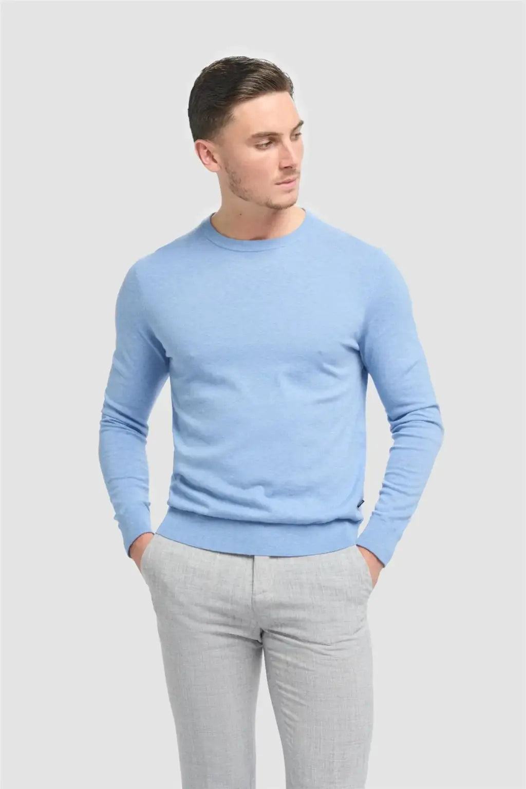Cavani Men's Savio Lightweight Crew Neck Sweater | Soft Cotton Knit Pullover for Casual Wear & Layering | Perfect for Office, Travel & Everyday Comfort