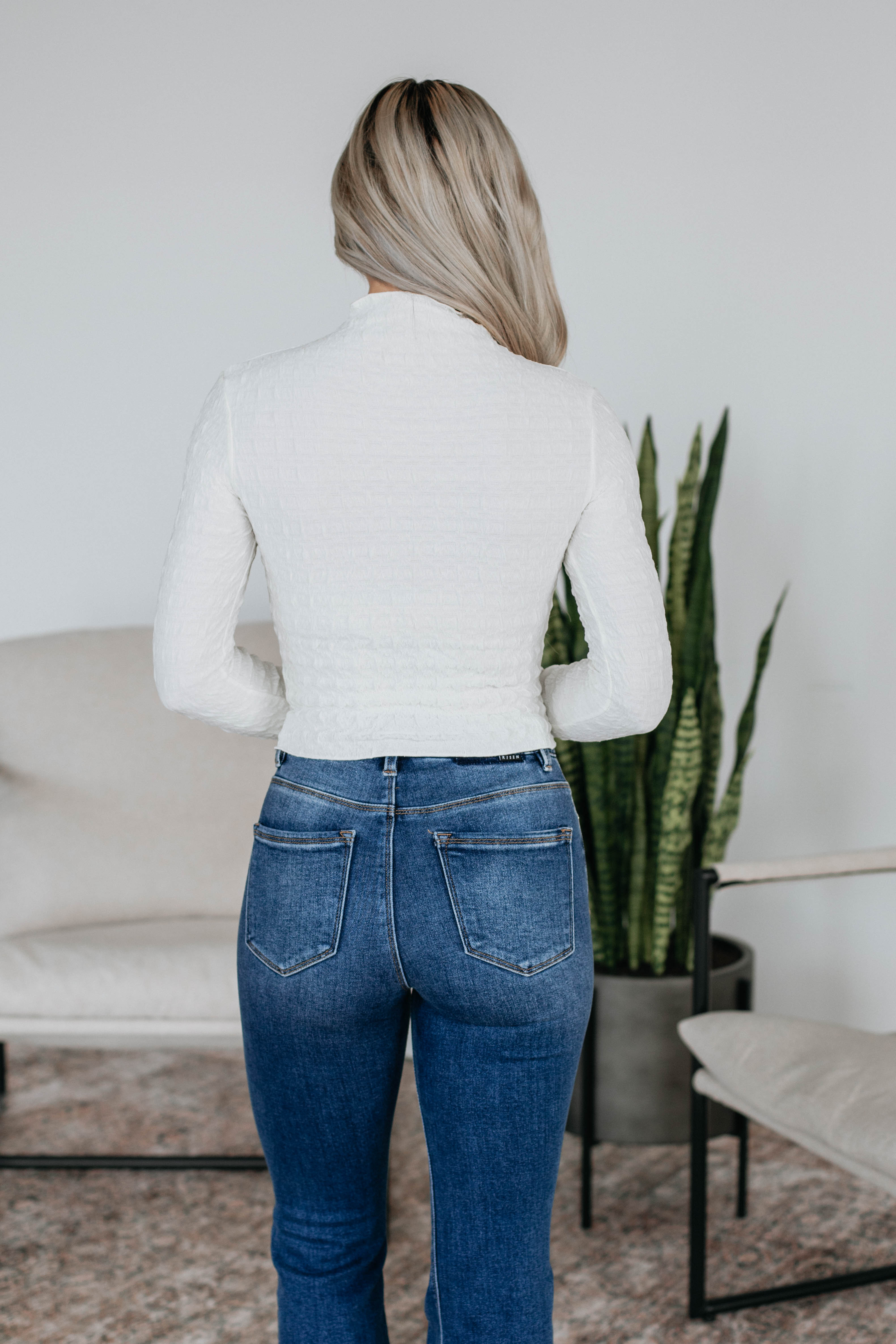 Dana Mock Neck Top Ivory - Women's Elegant Knit Sweater for Fall & Winter | Perfect for Office, Casual Outfits & Holiday Gatherings