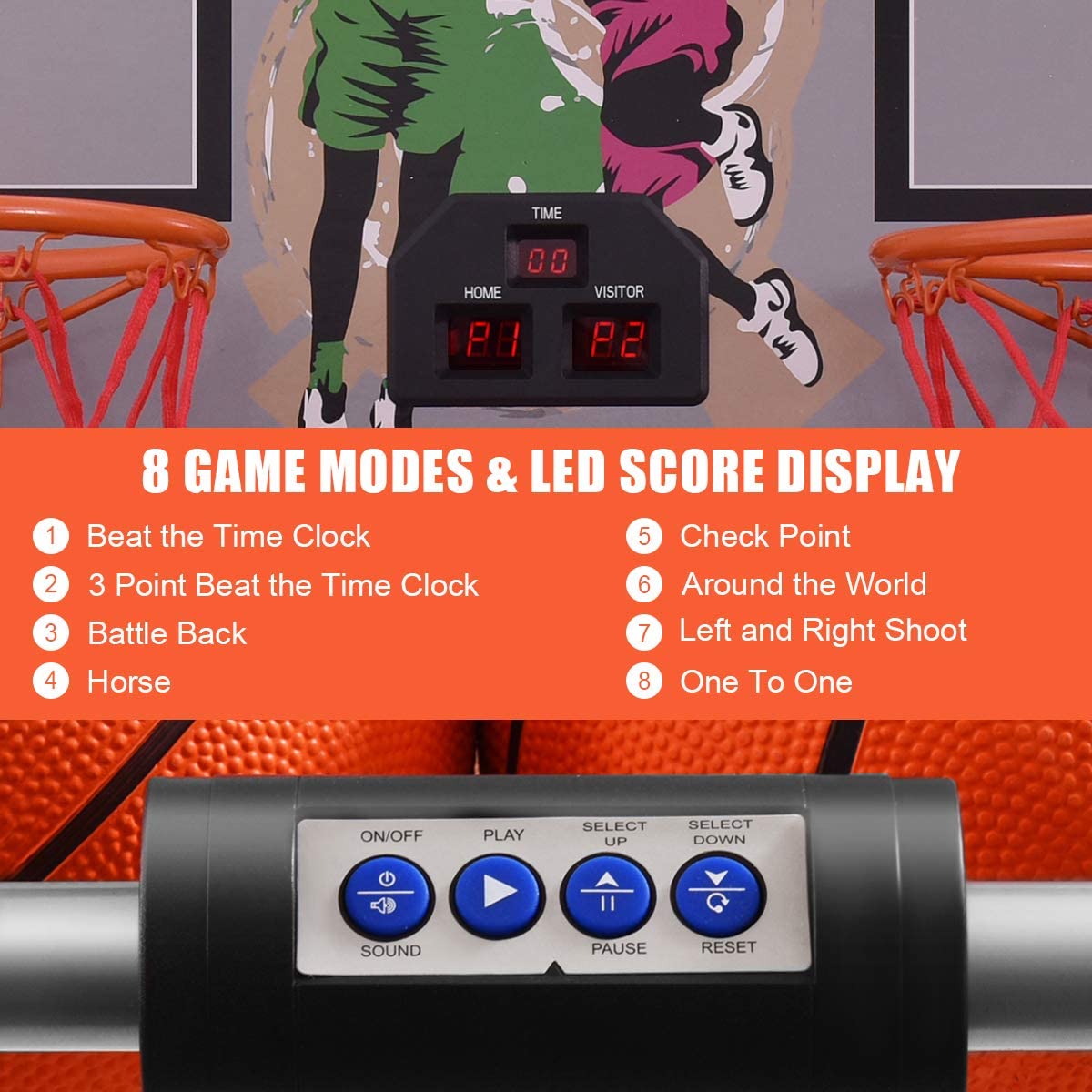 Foldable Electronic Basketball Arcade Game - Double Shot 2 Player with LED Scoring System & 4 Basketballs | Indoor Basketball Game for Kids, Adults, Birthday Parties & Family Game Nights | Perfect for Home Entertainment, Basement Fun & Sports-Themed Events