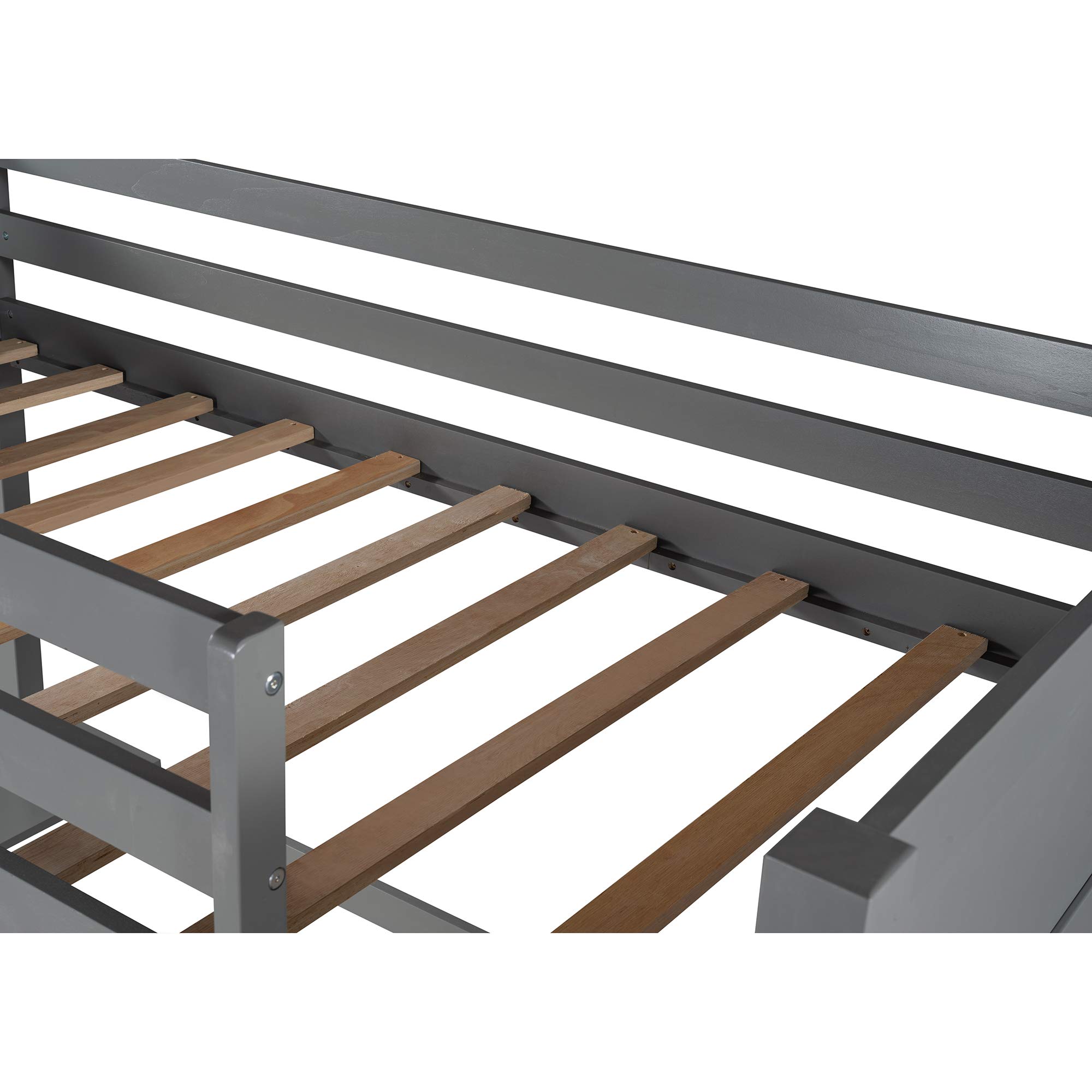 Merax Twin Size Loft Bed with Study Desk - Sturdy Wooden Bunk Bed Frame with Safety Ladder & Guardrail - Space-Saving Kids/Teens Loft Bed in Gray - Perfect for Small Bedrooms, Dorm Rooms & Studio Apartments