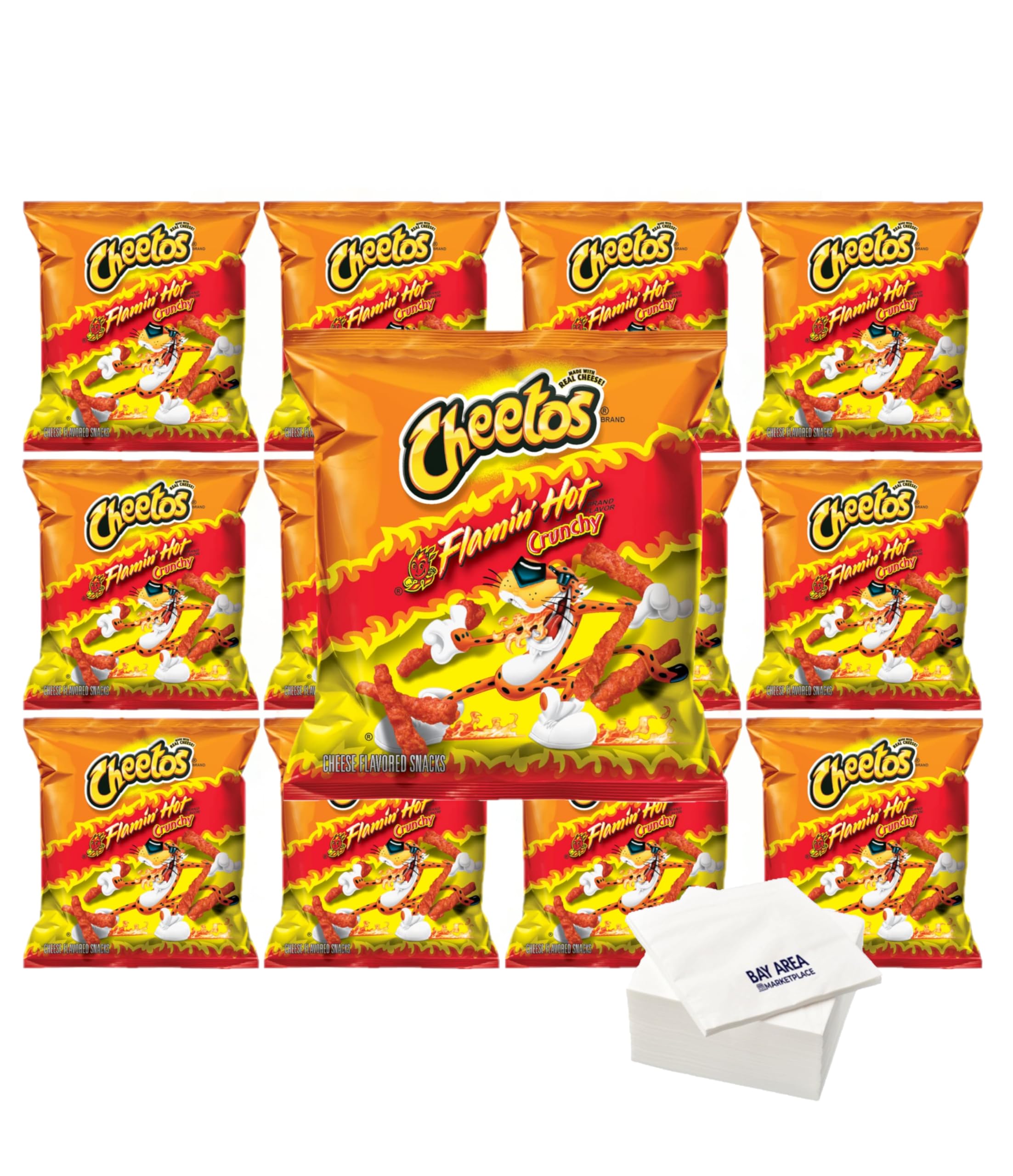 Cheetos Crunchy Flamin' Hot Cheese Snacks - 10 Pack of 1 Oz Bags - Perfect for Parties, Lunchboxes & On-the-Go Snacking