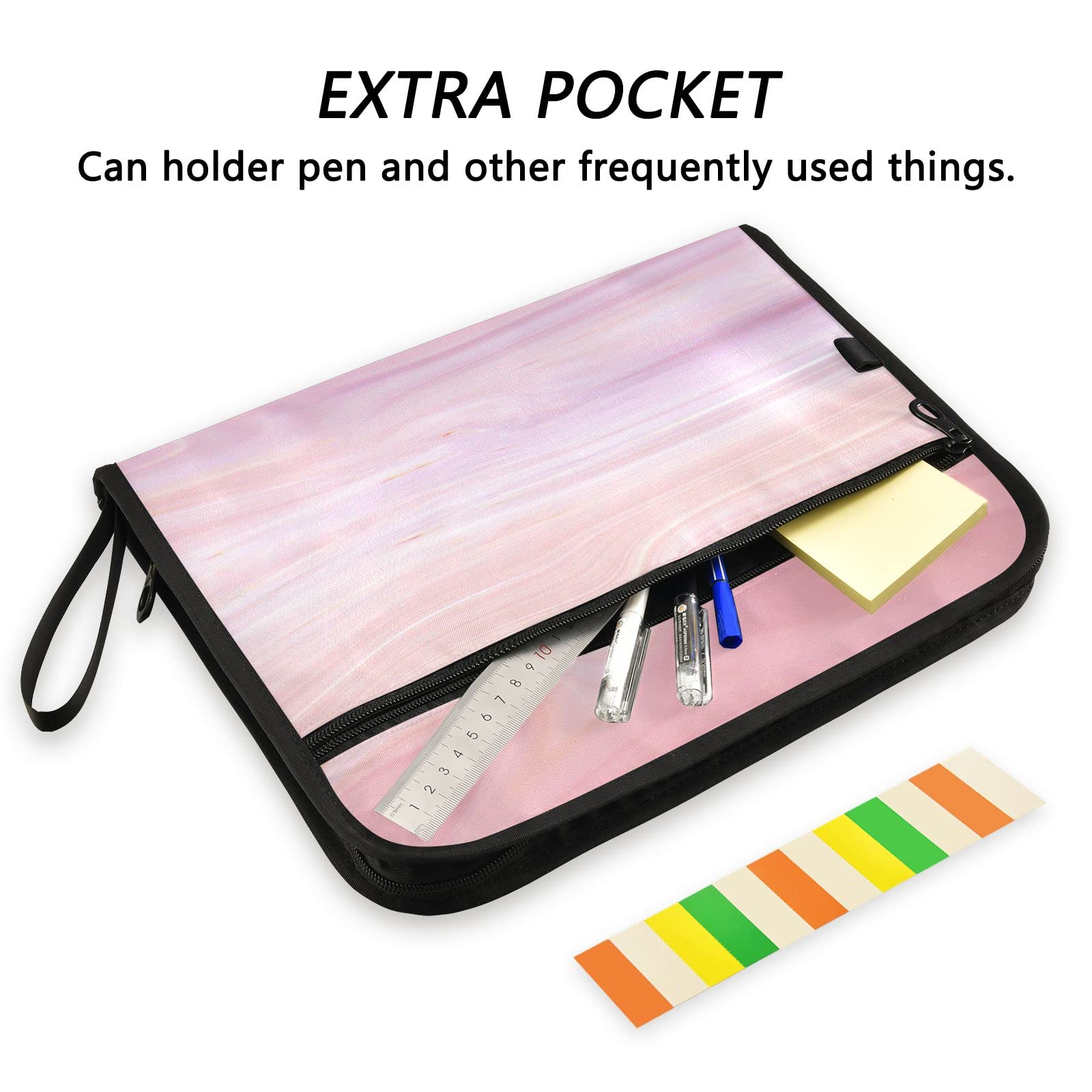 Kcldeci 13 Pocket Expanding File Folder - Pink Marble Accordion Organizer with Zipper Closure for A4/Legal Documents | Perfect for Office, School & Home Organization