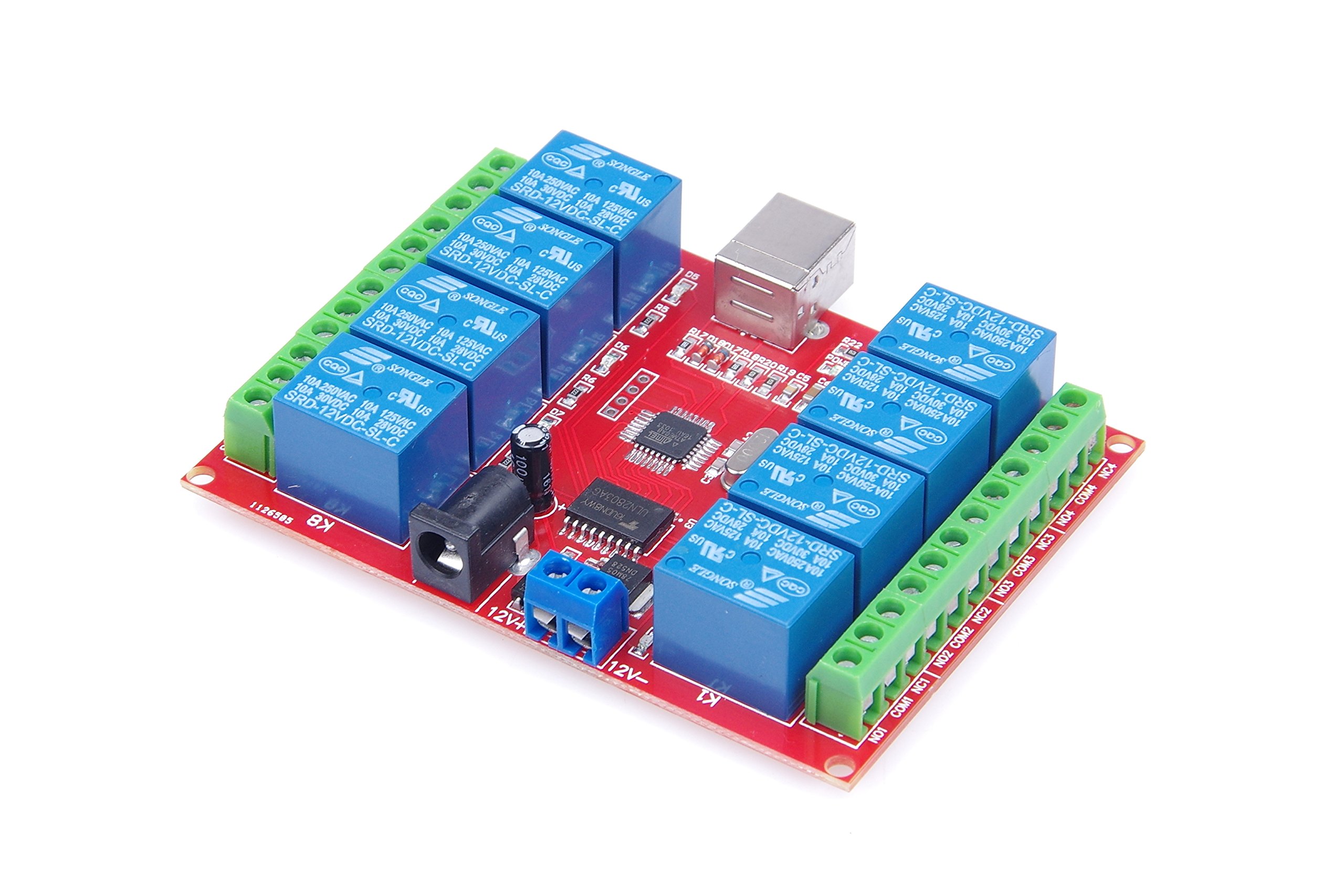 12V 8 Channel USB Relay Module - Programmable Computer Control Switch for PC, Driver & Intelligent Controller (Pack of 20) - Perfect for Home Automation, IoT Projects & Industrial Control Systems