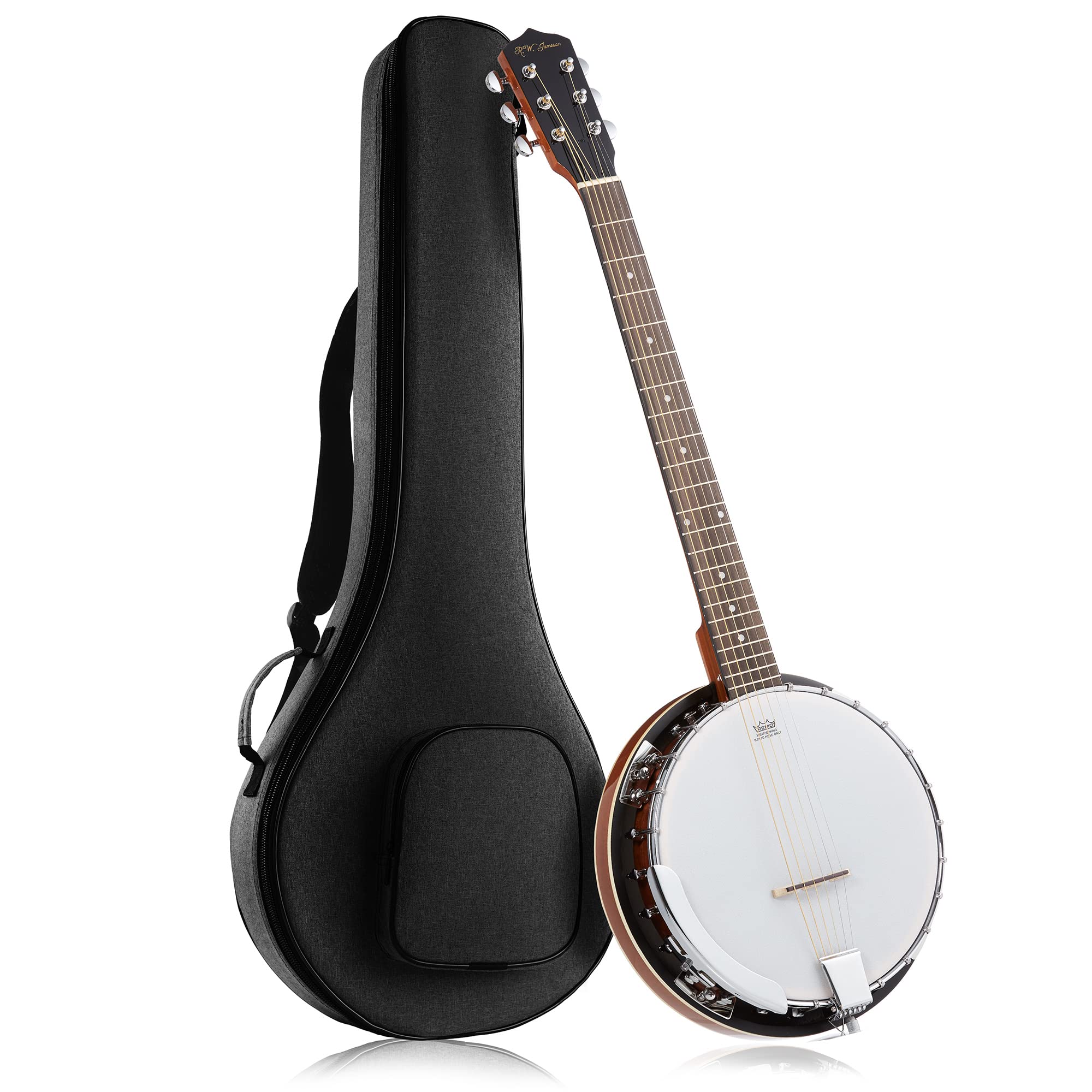 6-String Banjo Guitar with Closed Back Resonator & 24 Brackets - Perfect for Bluegrass, Folk Music & Live Performances