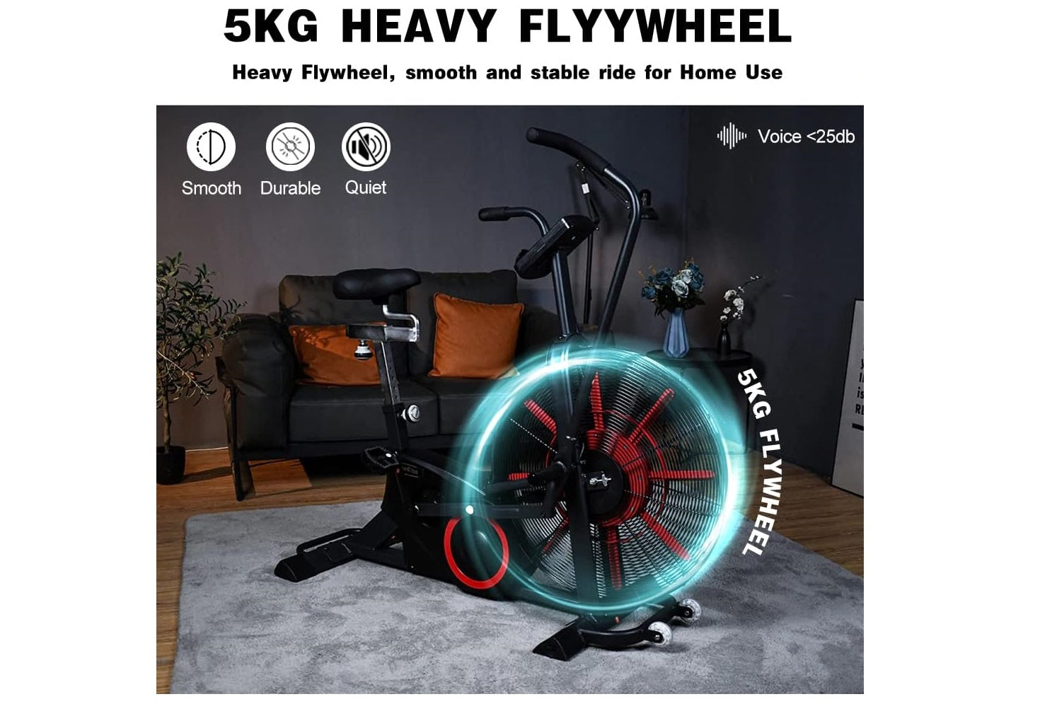 California Fitness AB5 Air Exercise Bike - Quiet Magnetic Resistance Indoor Cycling Bike for Home Gym, Cardio Workout & Weight Loss - Perfect for Small Spaces & Apartment Workouts