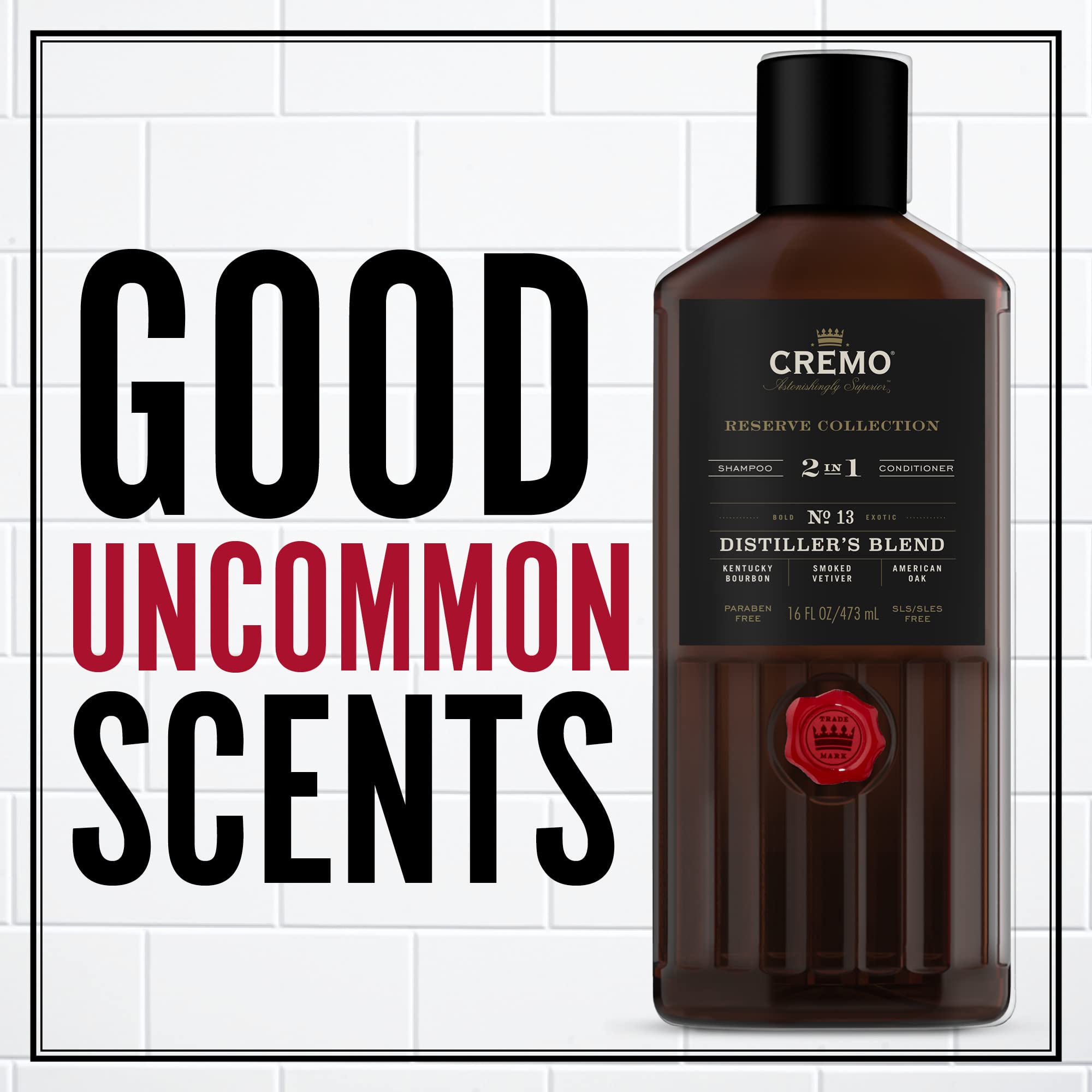 Cremo Distiller’s Blend Reserve Collection Barber Grade 2-in-1 Shampoo & Conditioner for Men, 16 Fl Oz (Pack of 2) - Hydrating & Volumizing Hair Care for Daily Use at Home or Salon