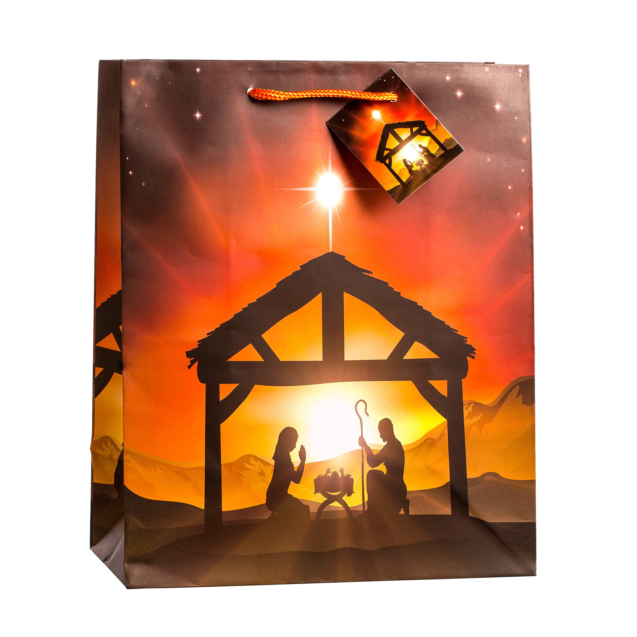 TSI 86318 Christmas Nativity Gift Bags - Pack of 12 Large Holiday Favor Bags 32 x 26 x 13.5 cm for Christmas Party Favors, Church Events & Holiday Gift Wrapping