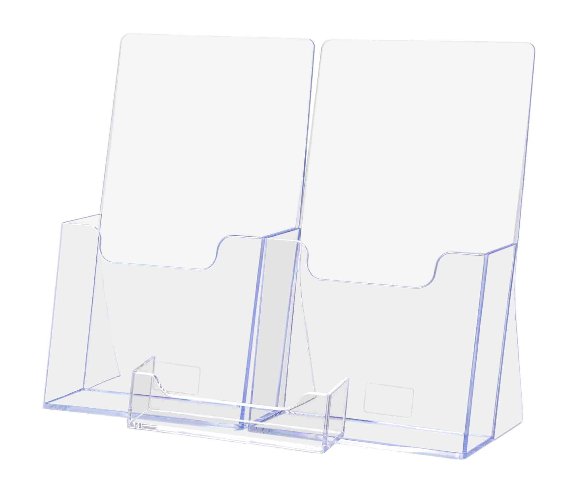 Dual Brochure Holder 6-Pack with Card Slot - for Menus, Maps & Retail Displays